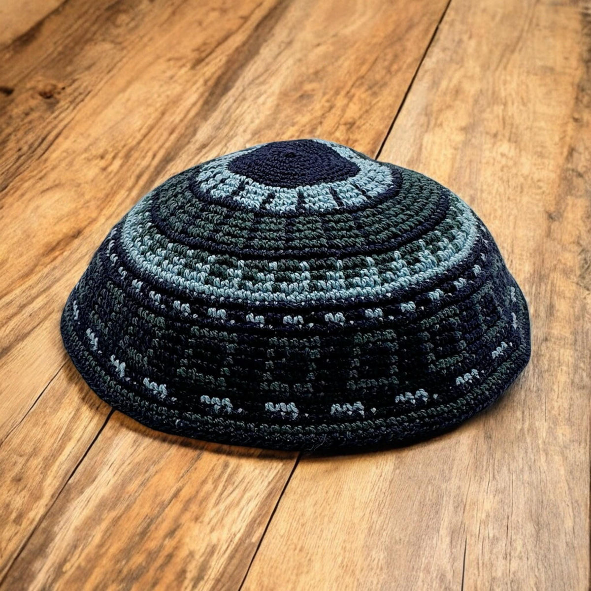 Kippa en coton tricoté fait main à motifs de 16 cm et 20 cm