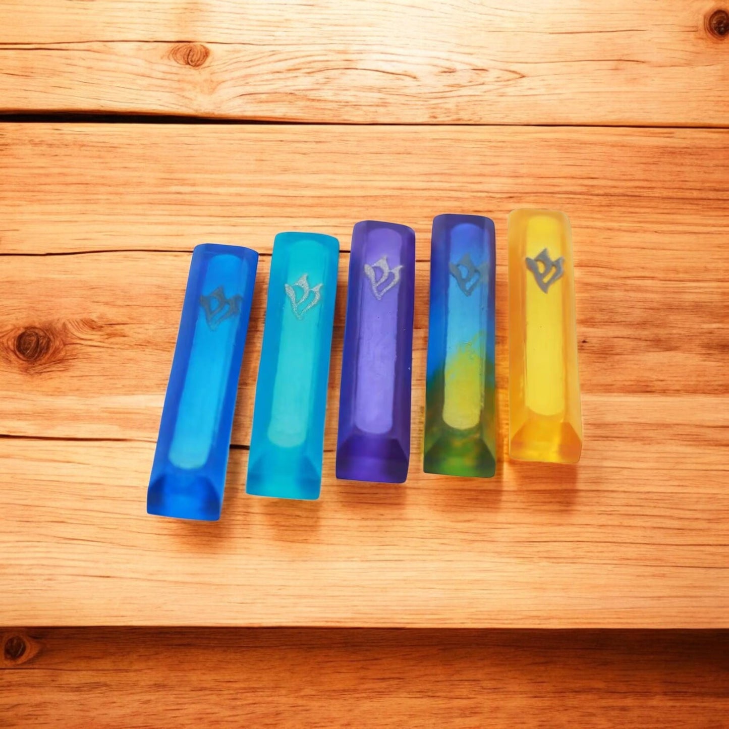 Handmade Resin Mezuzah Case: Colorful Jewish Door Decor