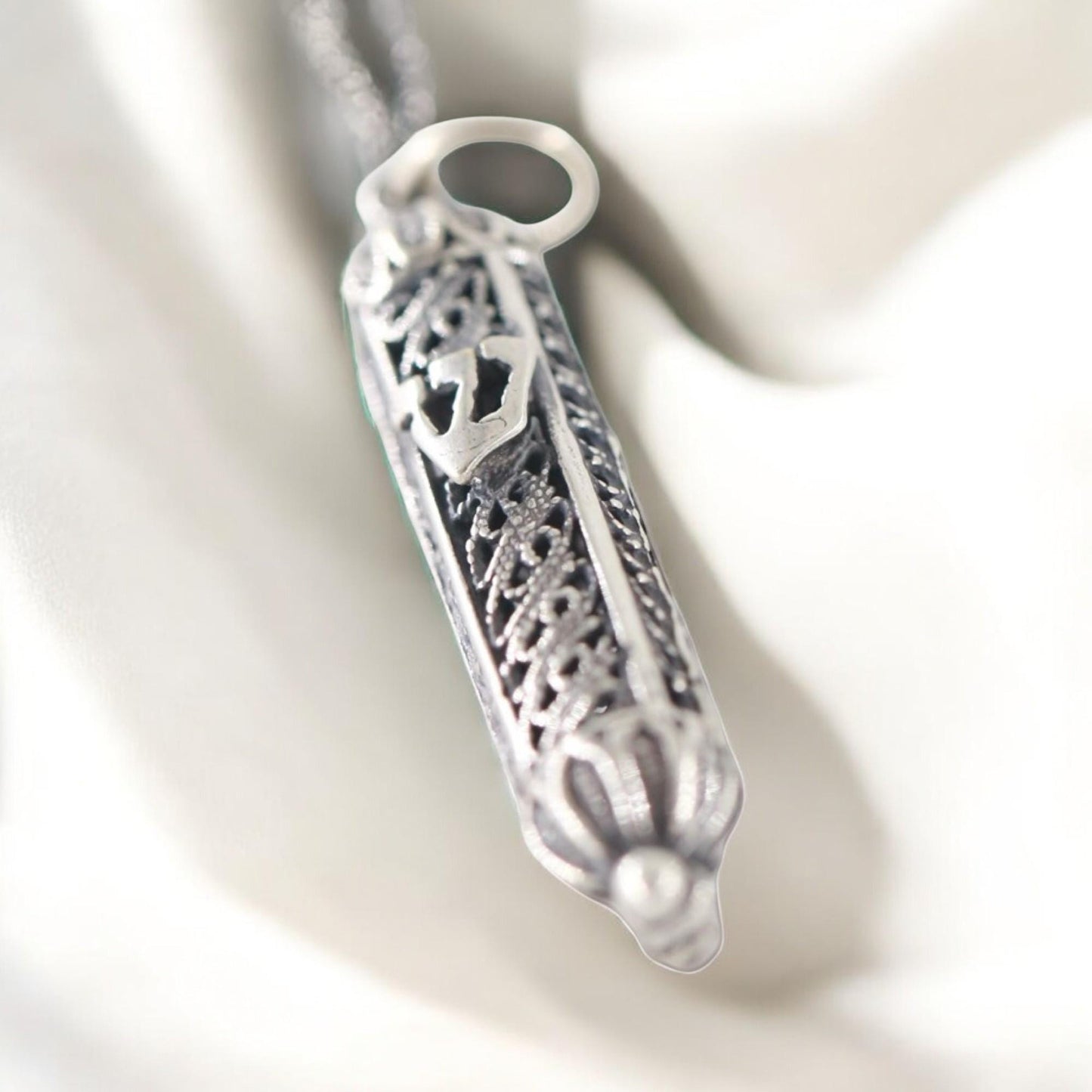 Sterling Silver Mezuzah Necklace with Shin Pendant • Gift for Jewish Occasions & Mitzvah Jewelry