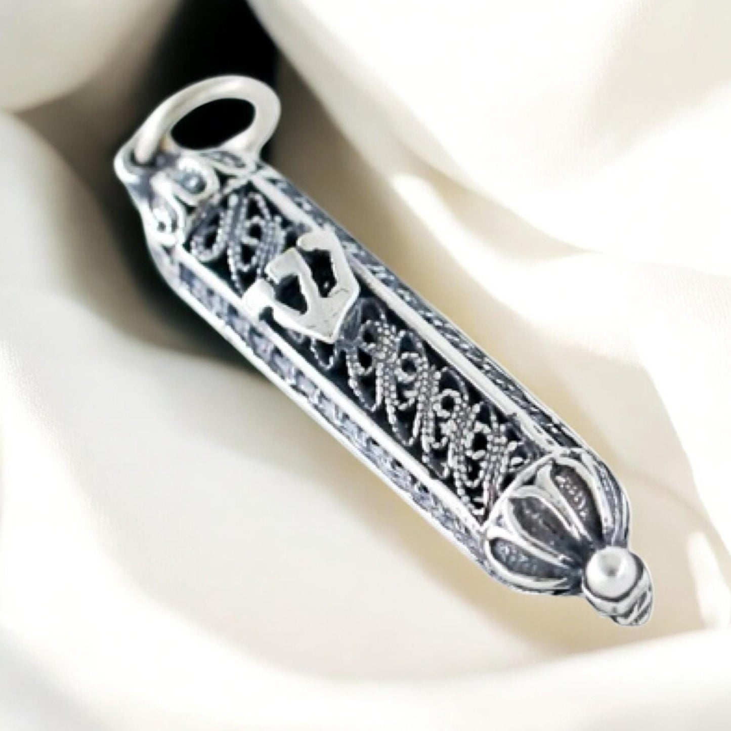 Sterling Silver Mezuzah Necklace with Shin Pendant • Gift for Jewish Occasions & Mitzvah Jewelry
