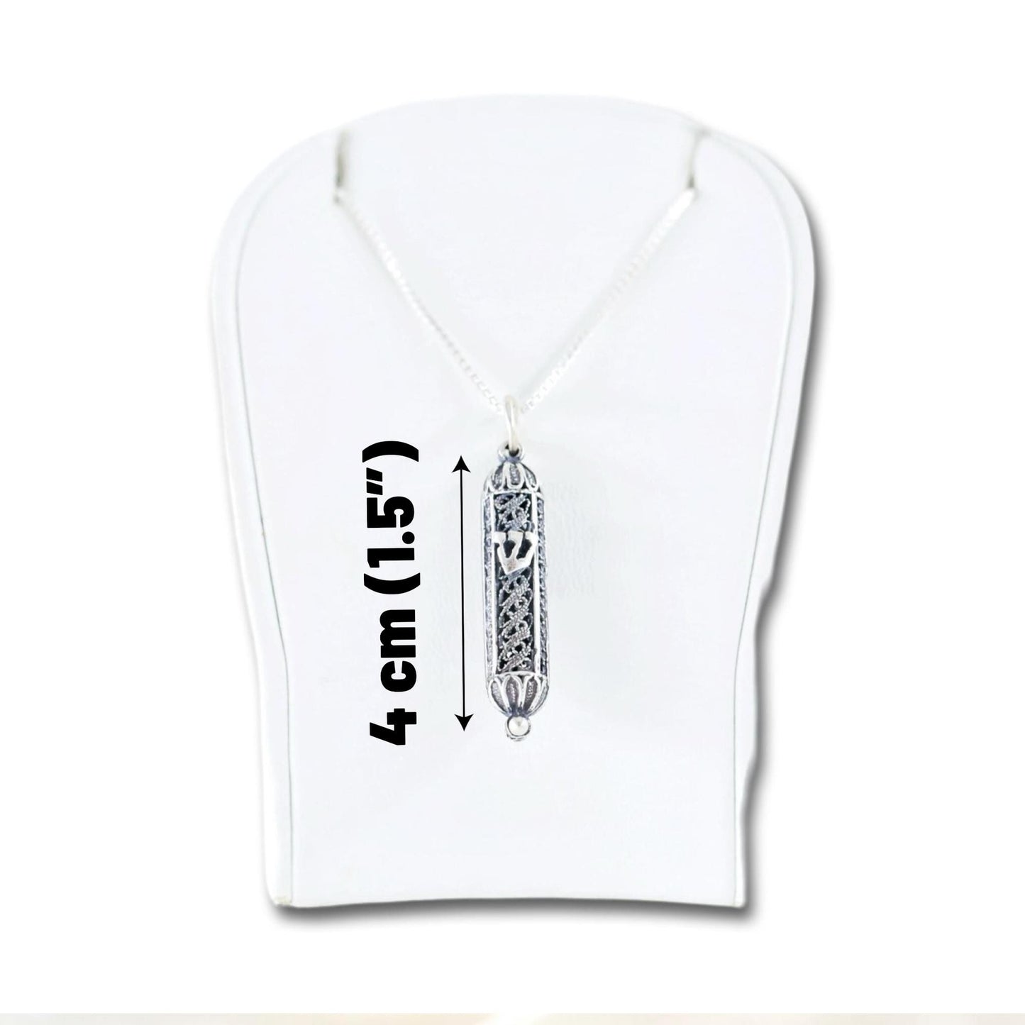 Sterling Silver Mezuzah Necklace with Shin Pendant • Gift for Jewish Occasions & Mitzvah Jewelry