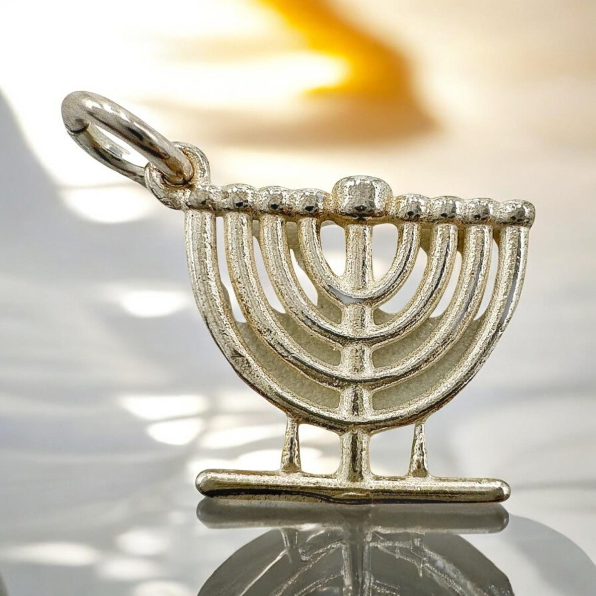 Collier pendentif Menorah en argent sterling/or rempli