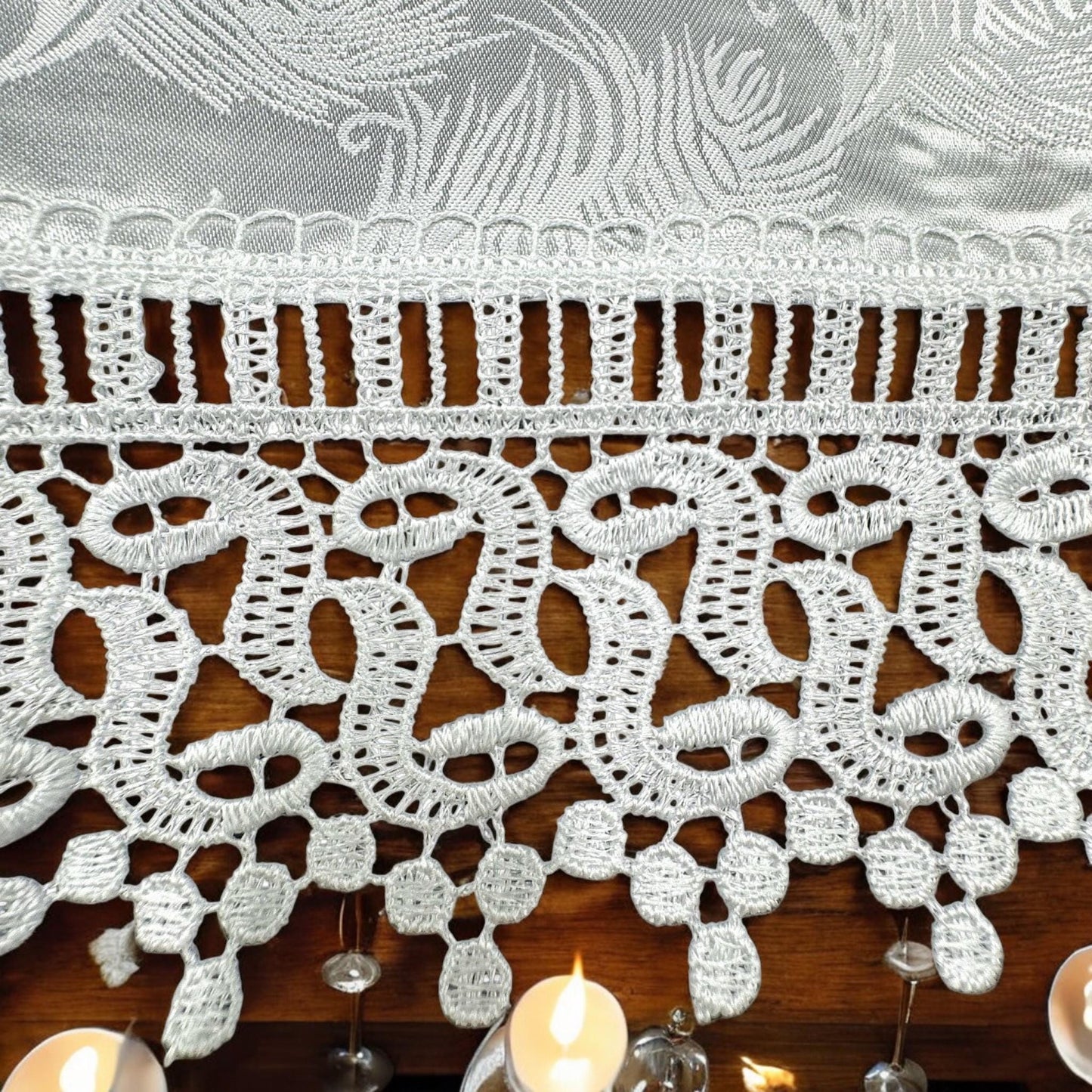 Embroidered White Linen Challah Cover with Hebrew