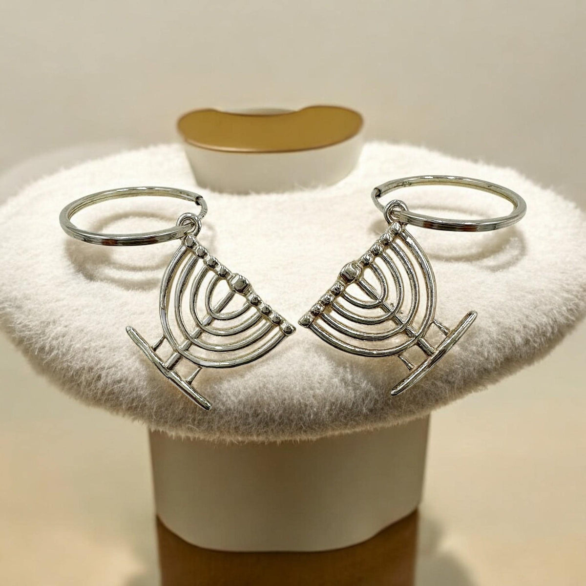 Boucles d'oreilles Menorah en argent sterling