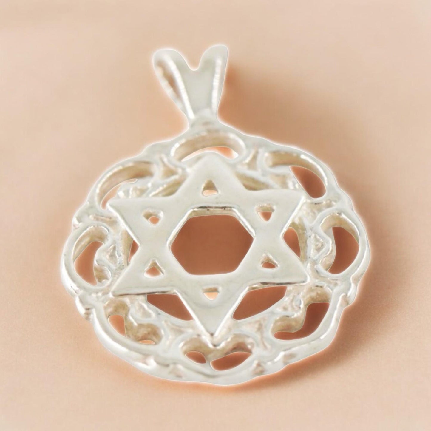 Sterling Silver Star of David Mandala Necklace