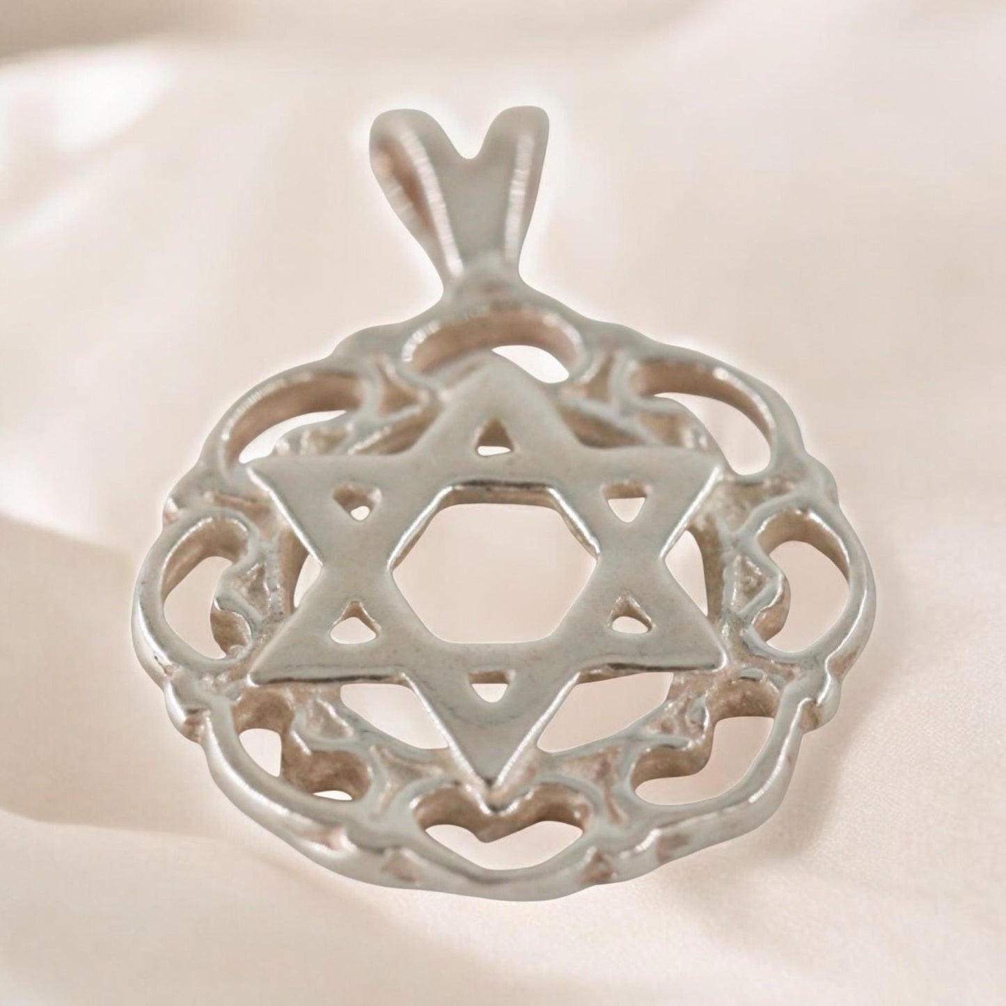 Sterling Silver Star of David Mandala Necklace
