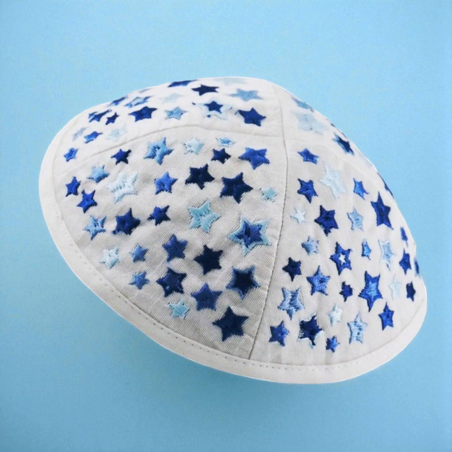 Kippah with Blue & White Star Embroidery