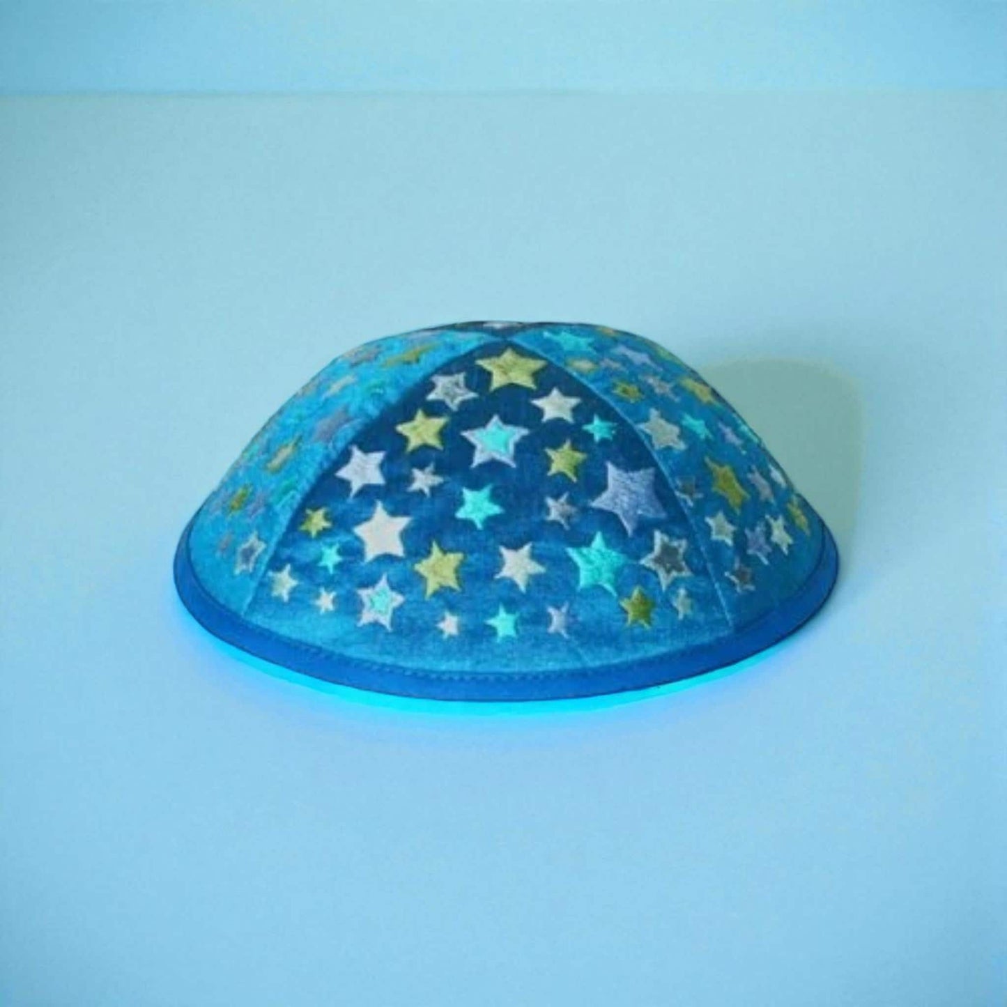 Kippah with Blue & White Star Embroidery
