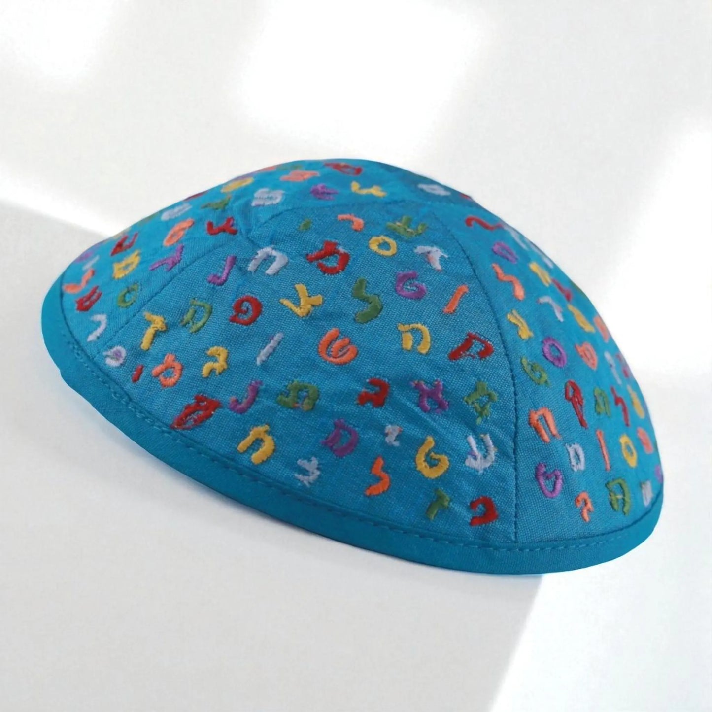 Blue Alphabet Embroidered Kippah