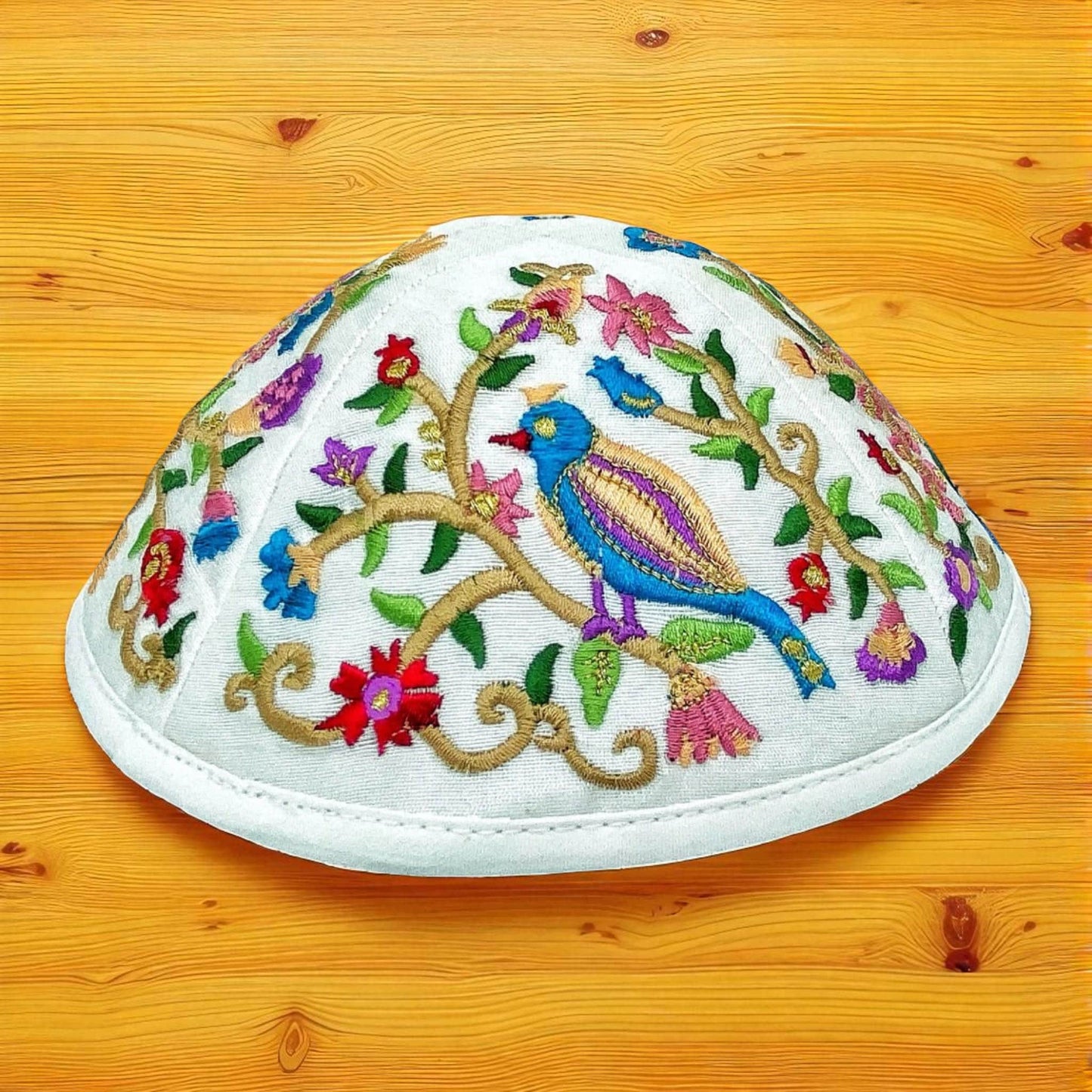 Colorful Bird 17cm Embroidered Kippah