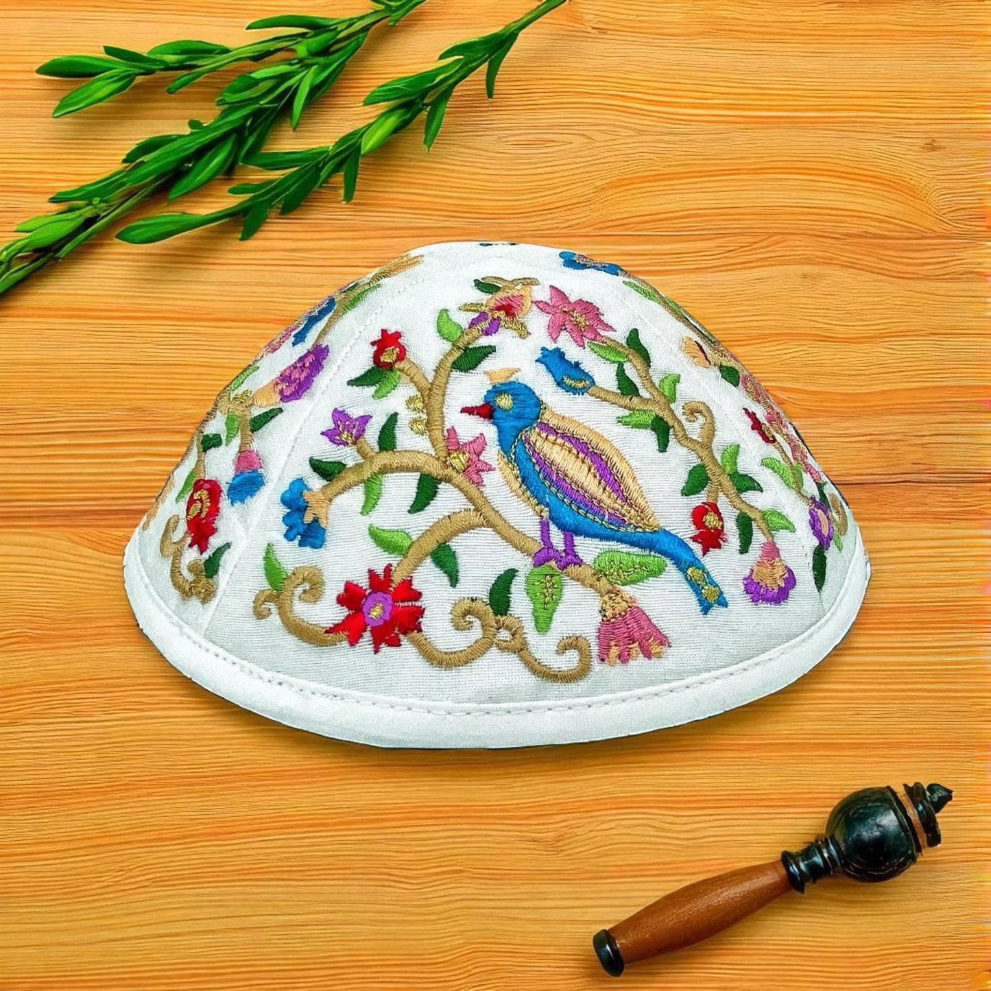 Colorful Bird 17cm Embroidered Kippah