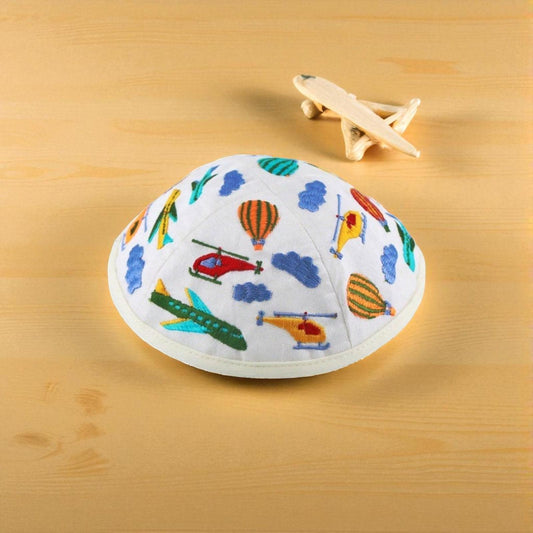 Kippa enfant brodée avion