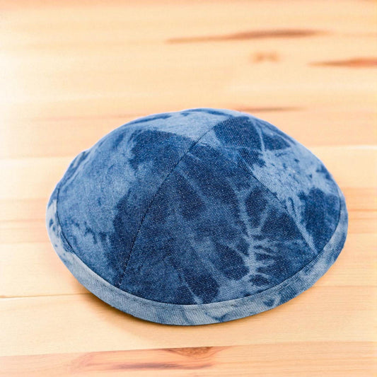 Kippa 18 cm motif bleu taché