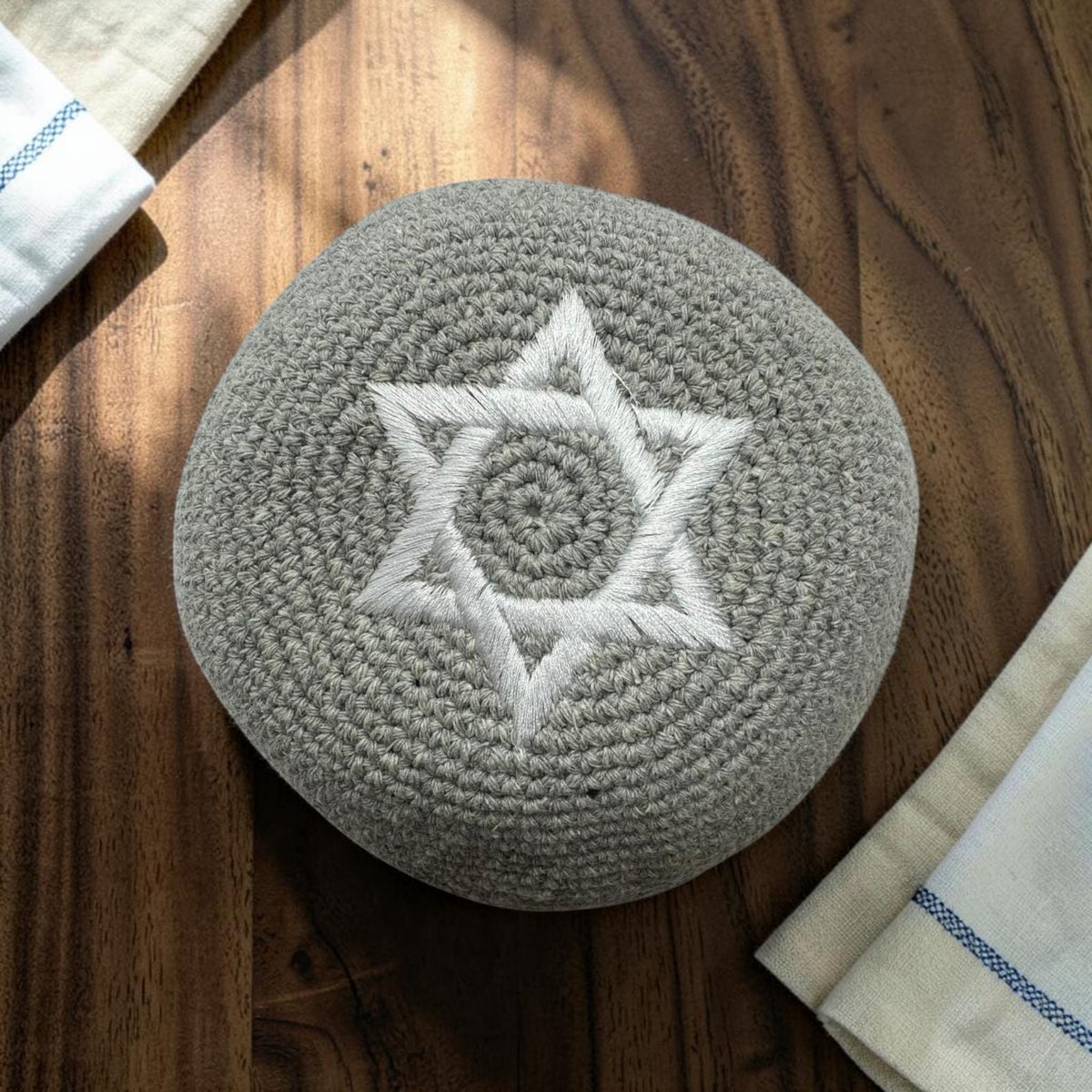 Kippa étoile de David noire/grise/blanche | Yarmulke juive en coton