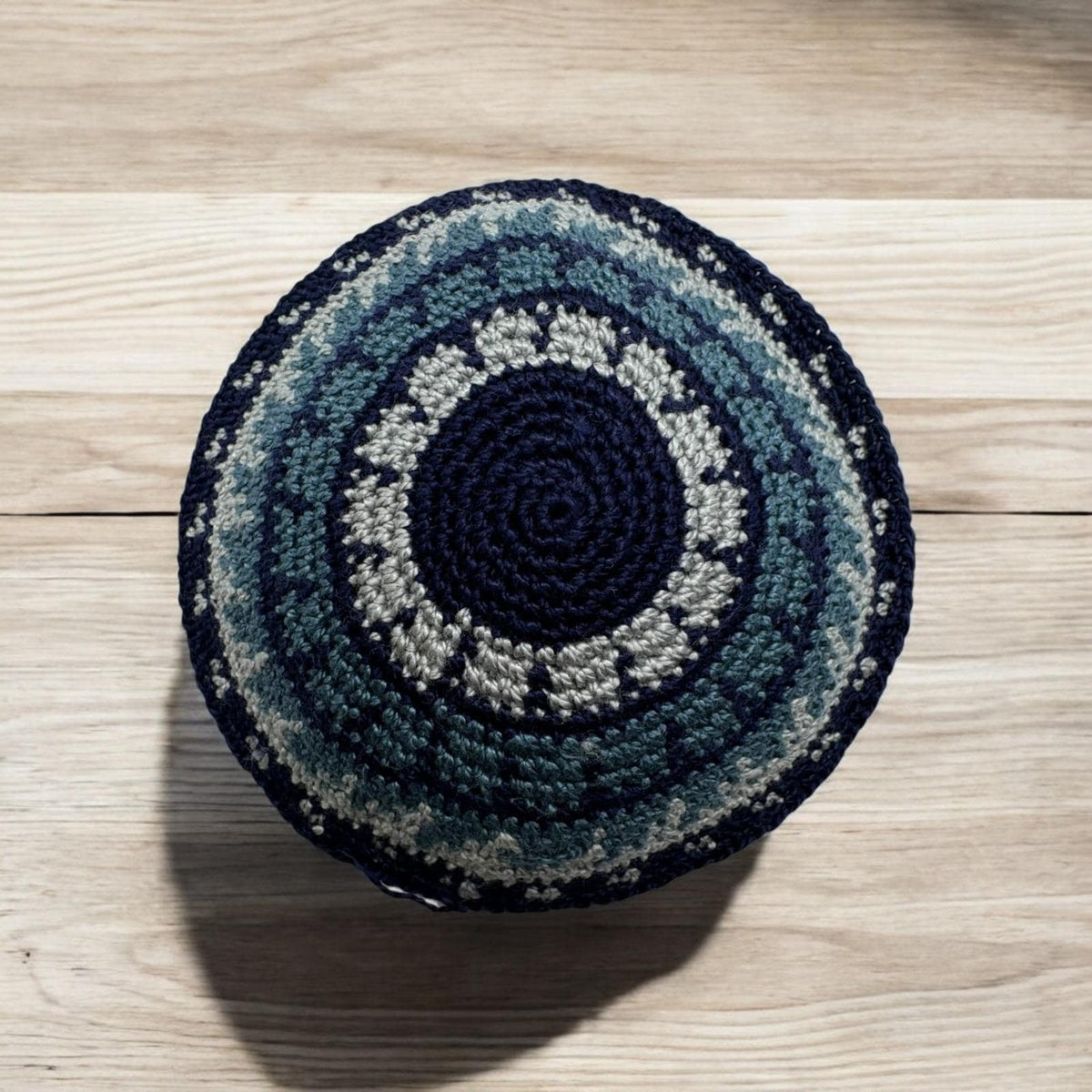 Kippa en coton tricoté bleu | Yarmulke juive pour enfants