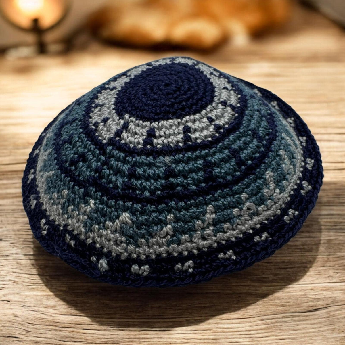 Kippa en coton tricoté bleu | Yarmulke juive pour enfants