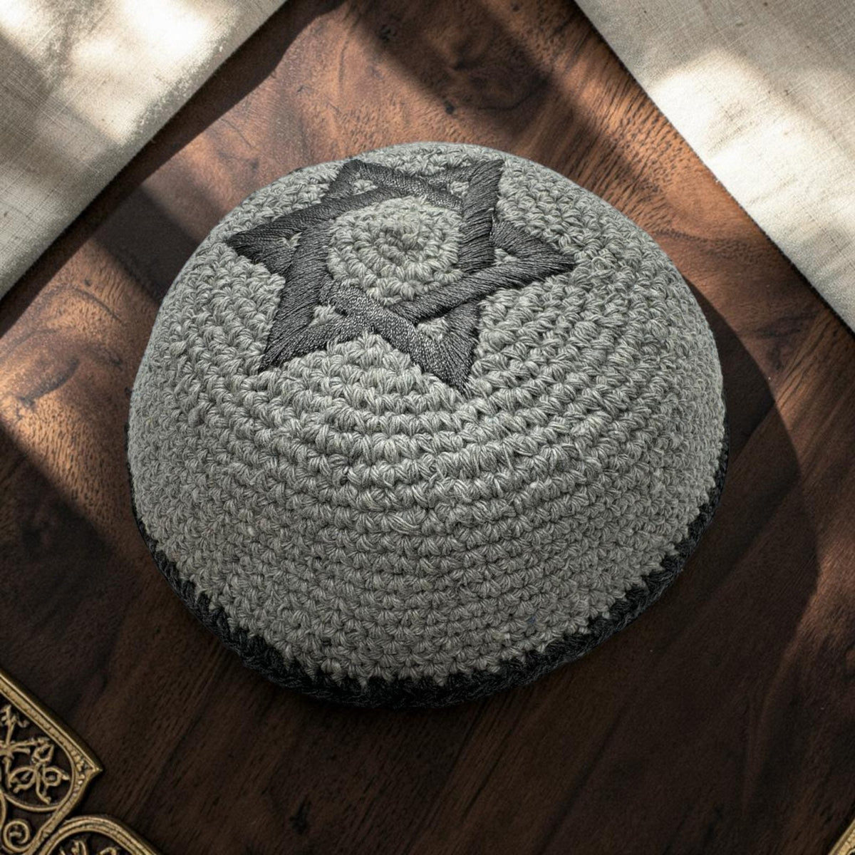 Kippa étoile de David noire/grise/blanche | Yarmulke juive en coton
