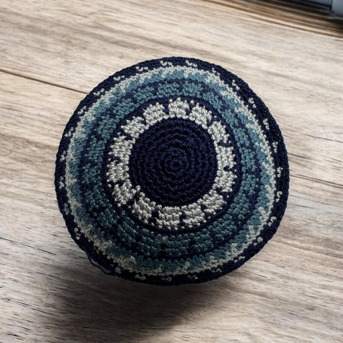 Kippa en coton tricoté bleu | Yarmulke juive pour enfants