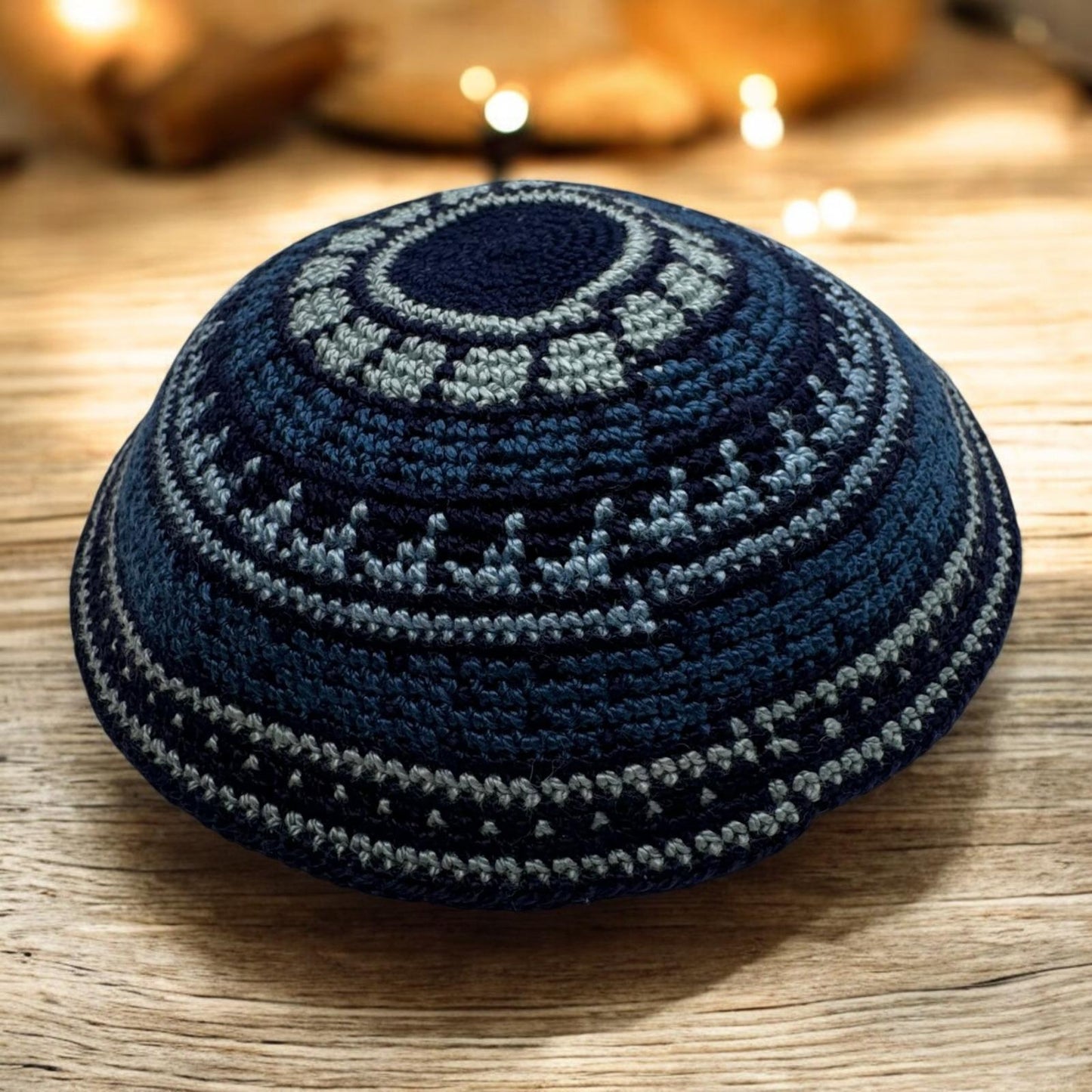 Blue Cotton 16cm & 18cm Knitted Kippah