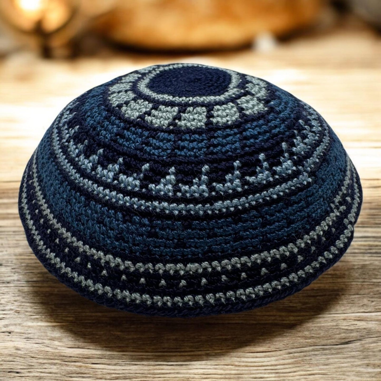 Blue Cotton 16cm & 18cm Knitted Kippah