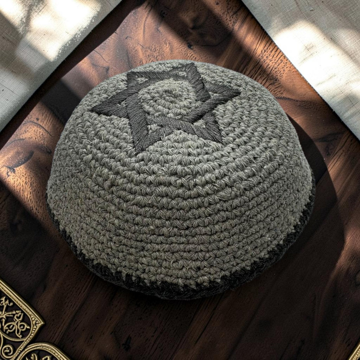 Kippa étoile de David noire/grise/blanche | Yarmulke juive en coton