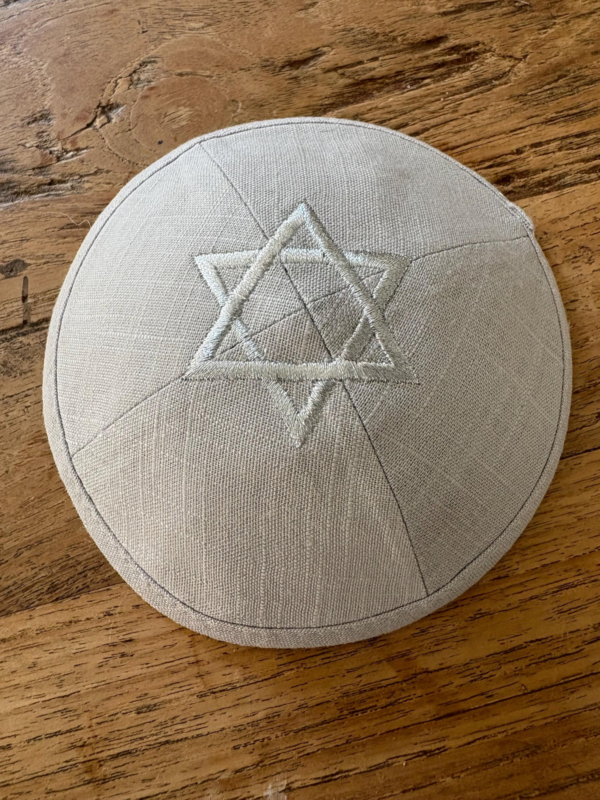 Kippa Étoile de David en lin | Yarmulke juive blanche/grise/beige
