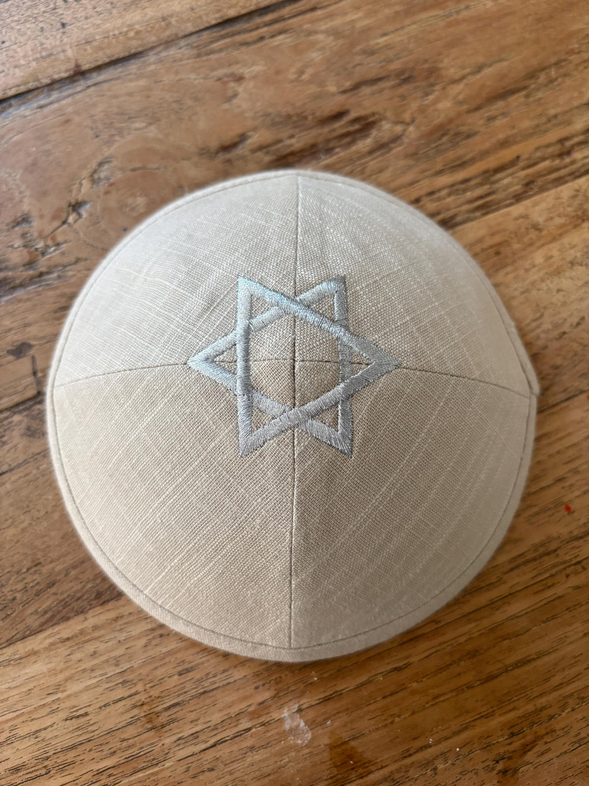 Kippa Étoile de David en lin | Yarmulke juive blanche/grise/beige