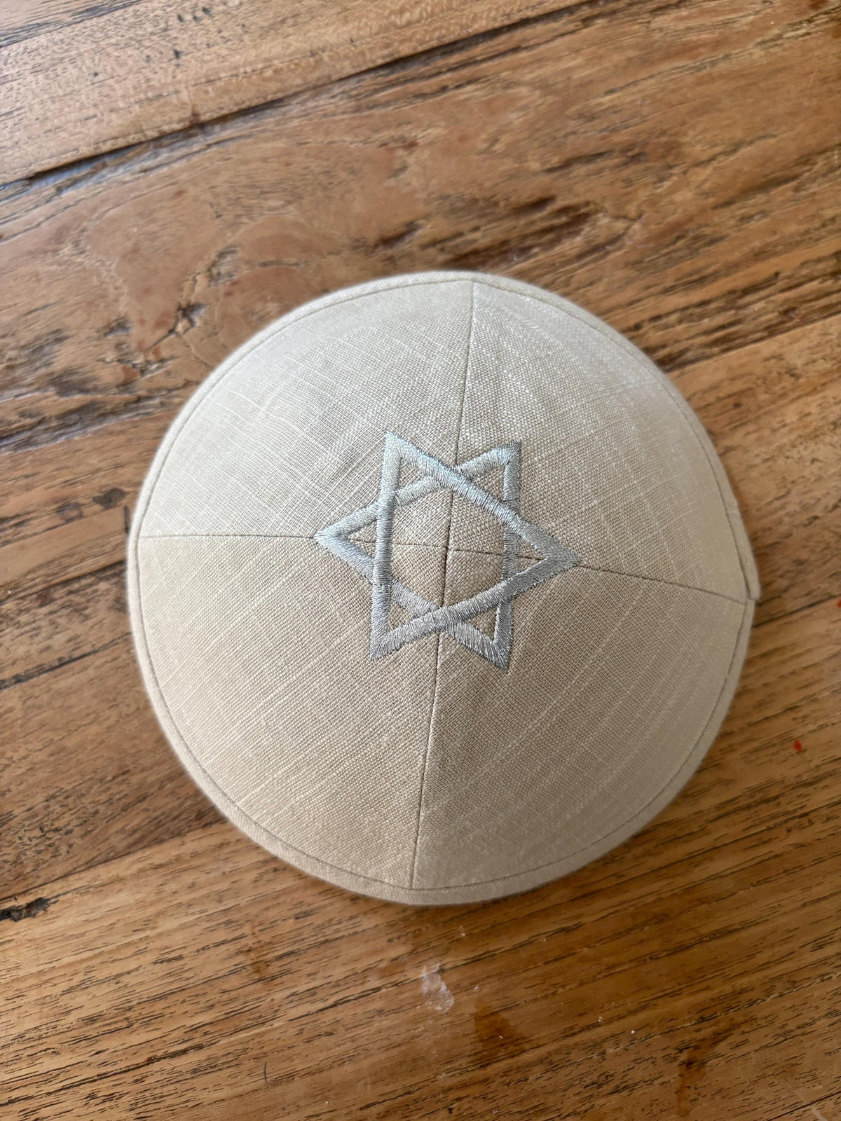 Kippa Étoile de David en lin | Yarmulke juive blanche/grise/beige