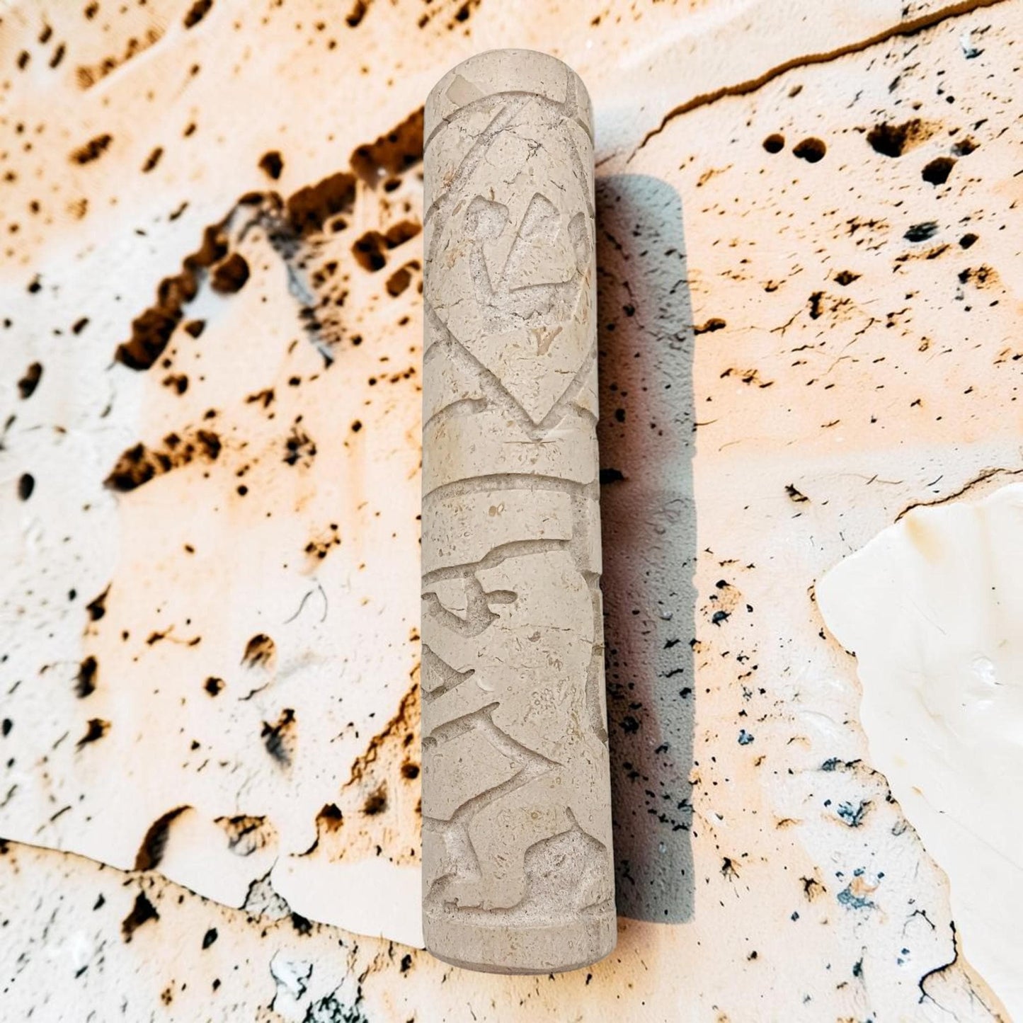Jerusalem Stone Lion Mezuzah Case