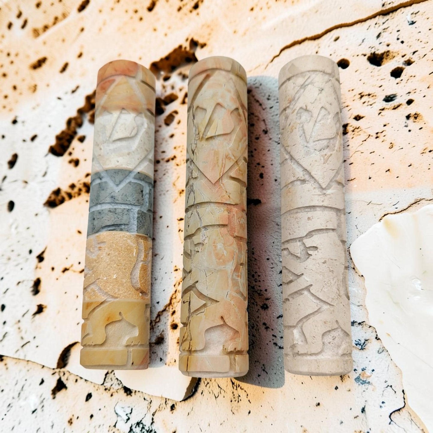 Jerusalem Stone Lion Mezuzah Case