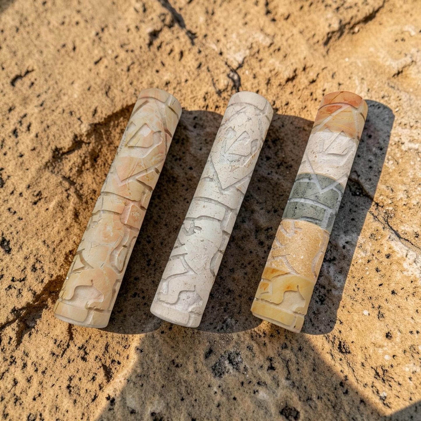 Jerusalem Stone Lion Mezuzah Case