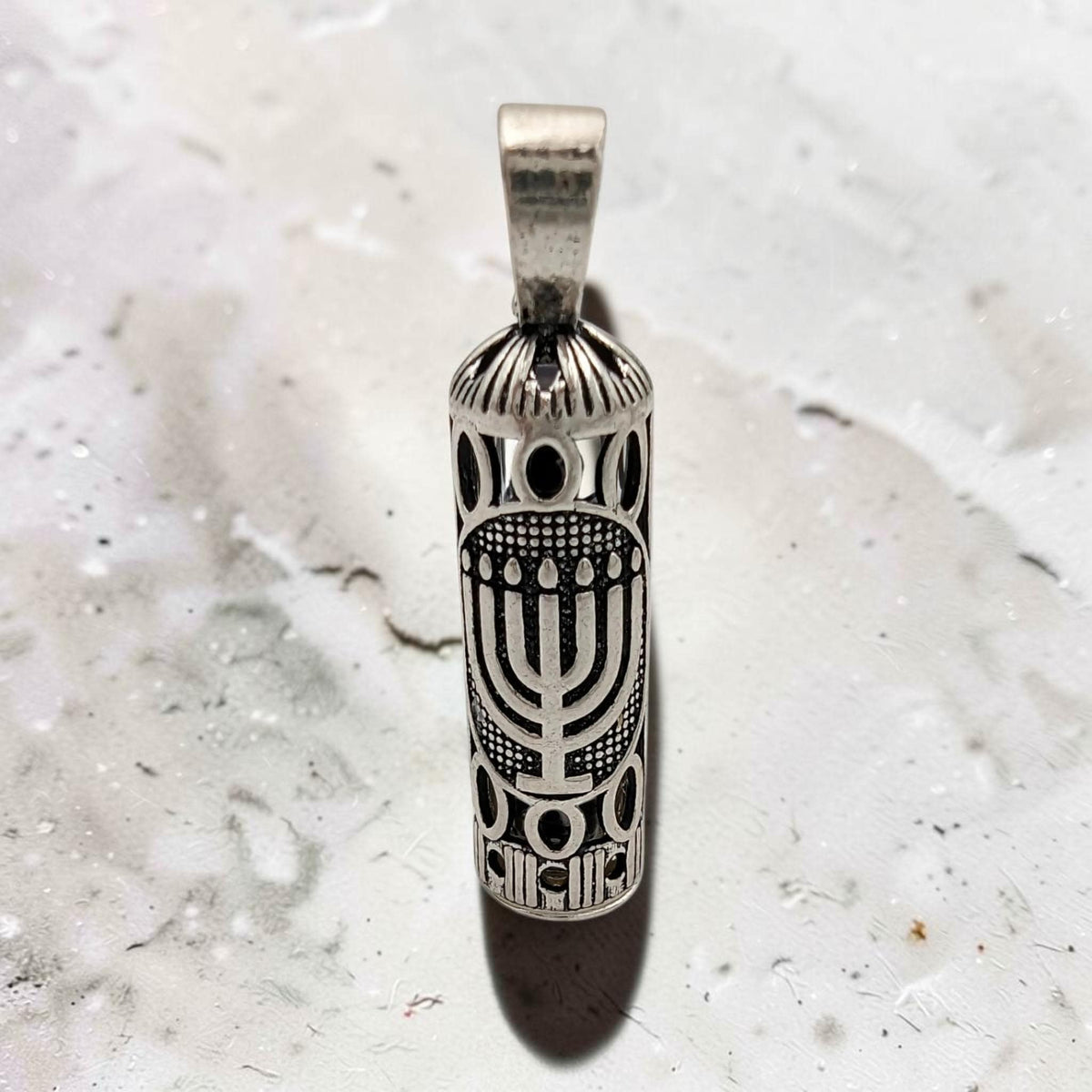 שרשרת מזוזה מכסף סטרלינג | חמסה, מנורה, חי, שמע או מגן דוד