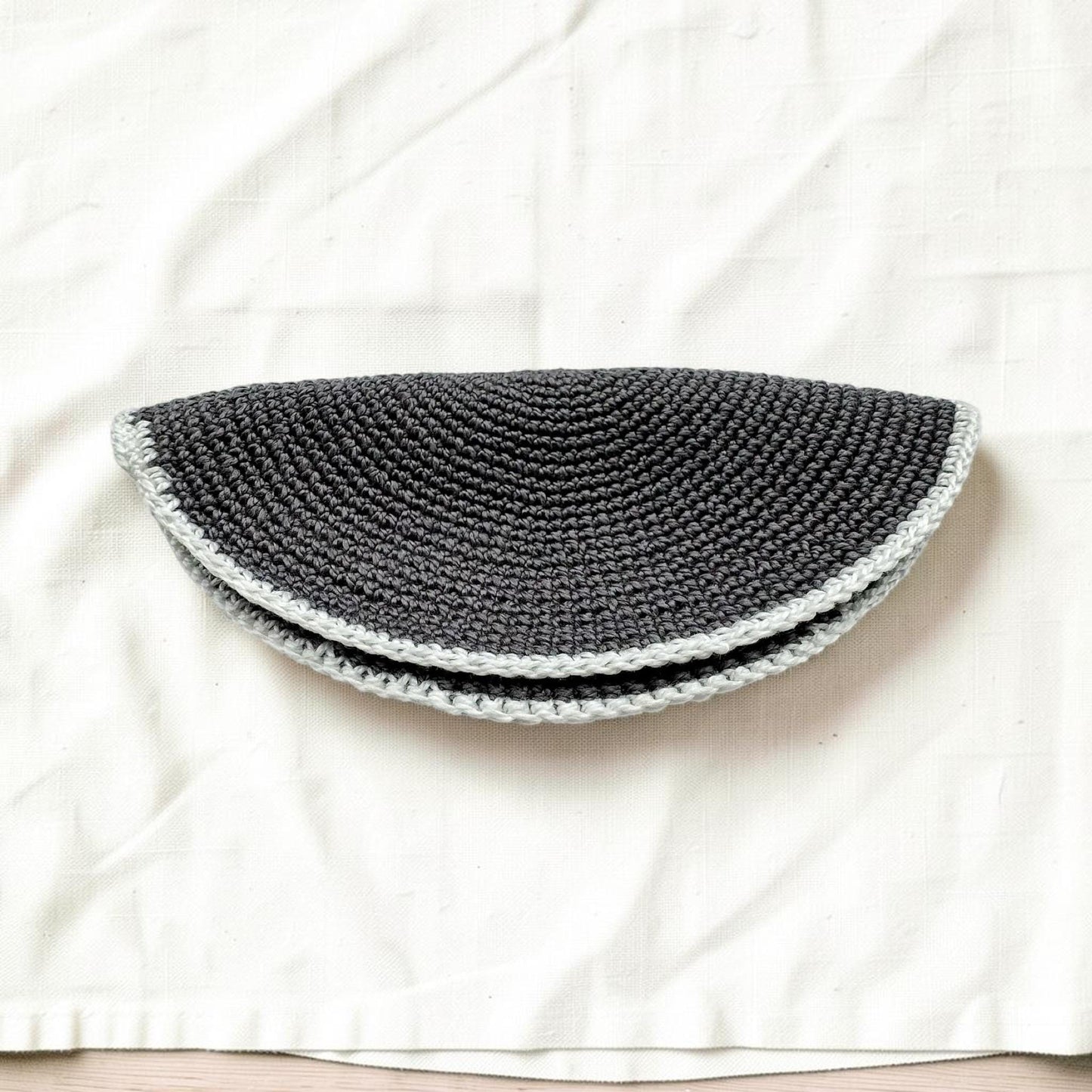 Gray, Green, & Blue 13cm Handmade Cotton Knitted Kippah