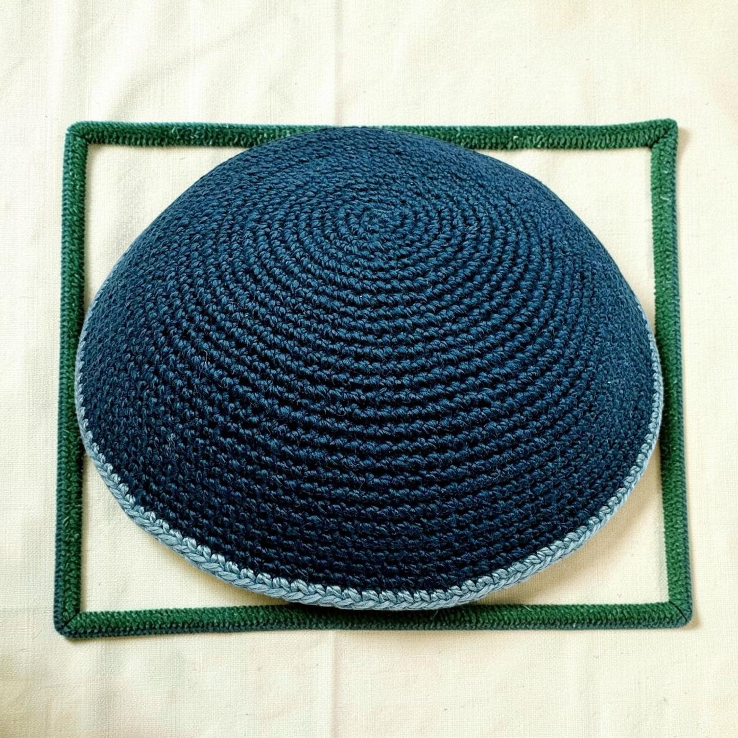 Handmade Cotton Kippah | Blue/Light Blue/Green/Gray Jewish Yarmulke