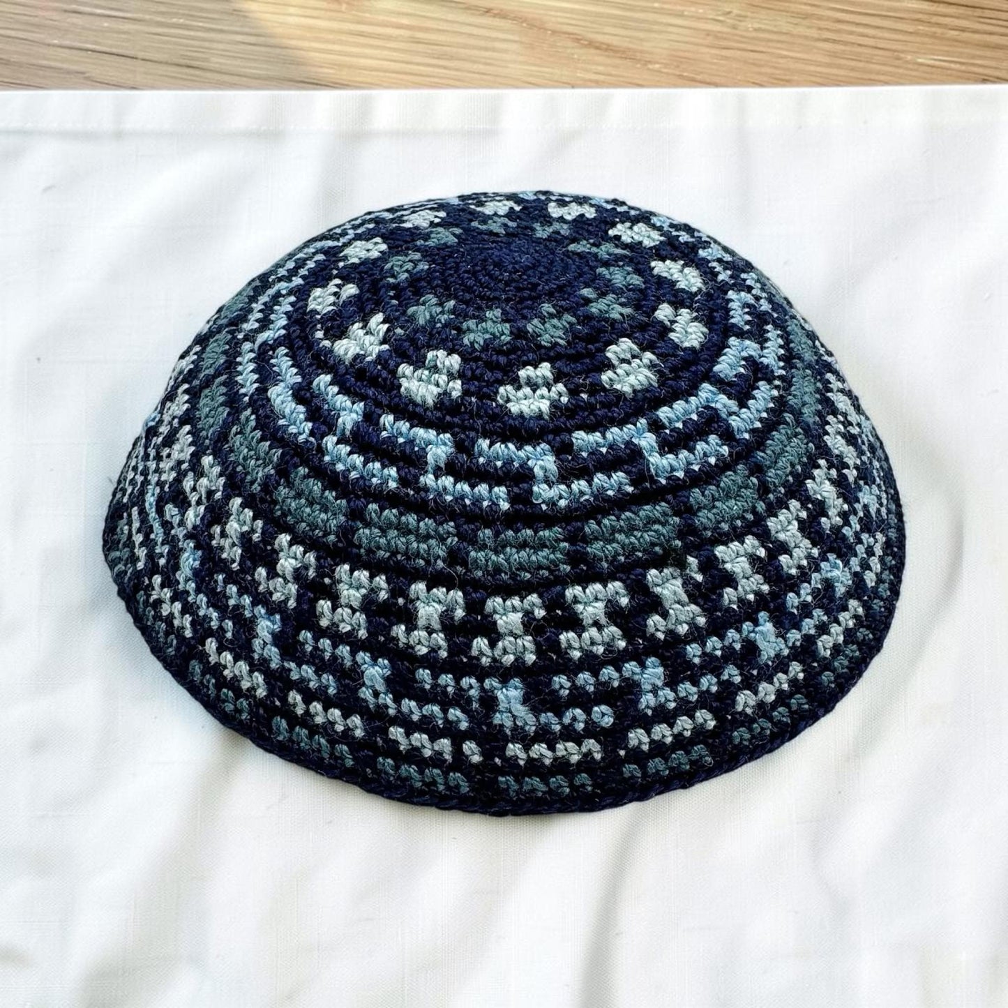Dark Blue 15cm Handmade Cotton Knitted Kippah