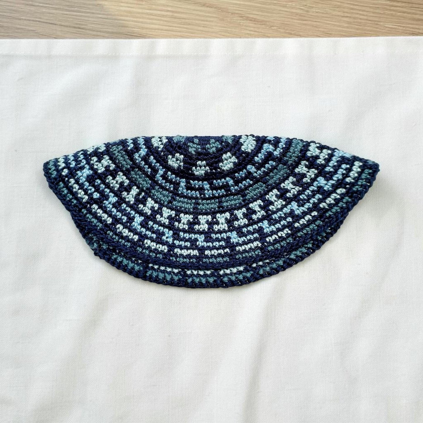 Dark Blue 15cm Handmade Cotton Knitted Kippah