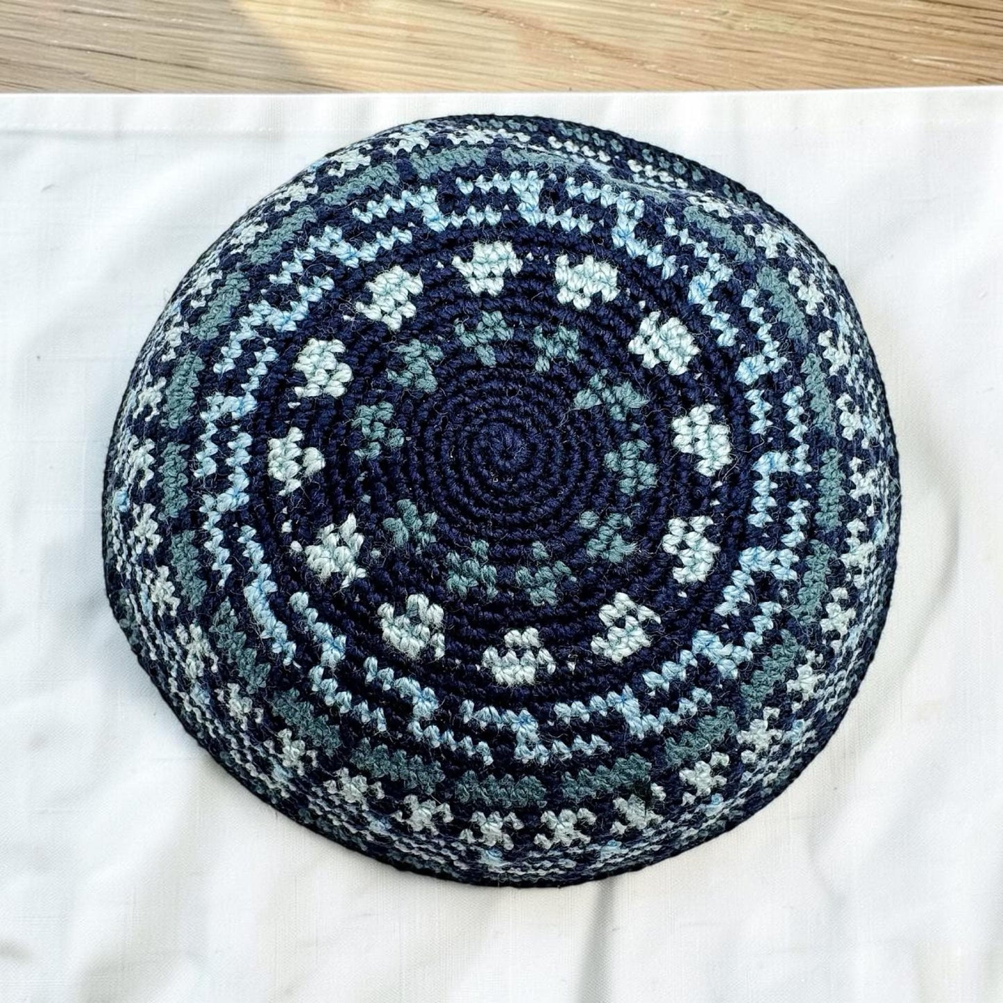 Dark Blue 15cm Handmade Cotton Knitted Kippah