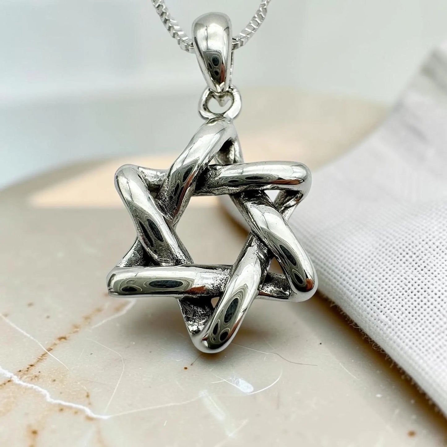Silver Star of David Necklace