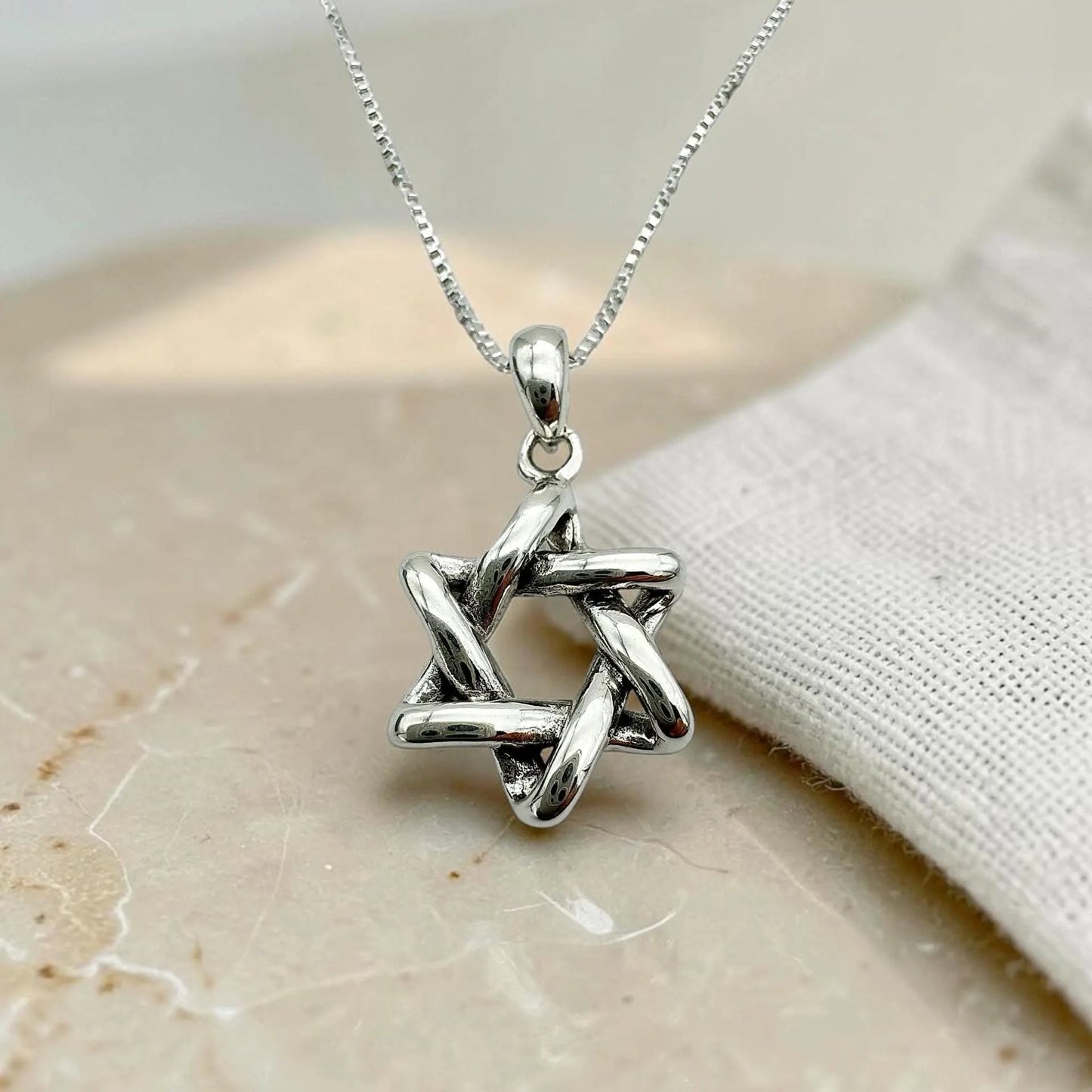 Silver Star of David Necklace