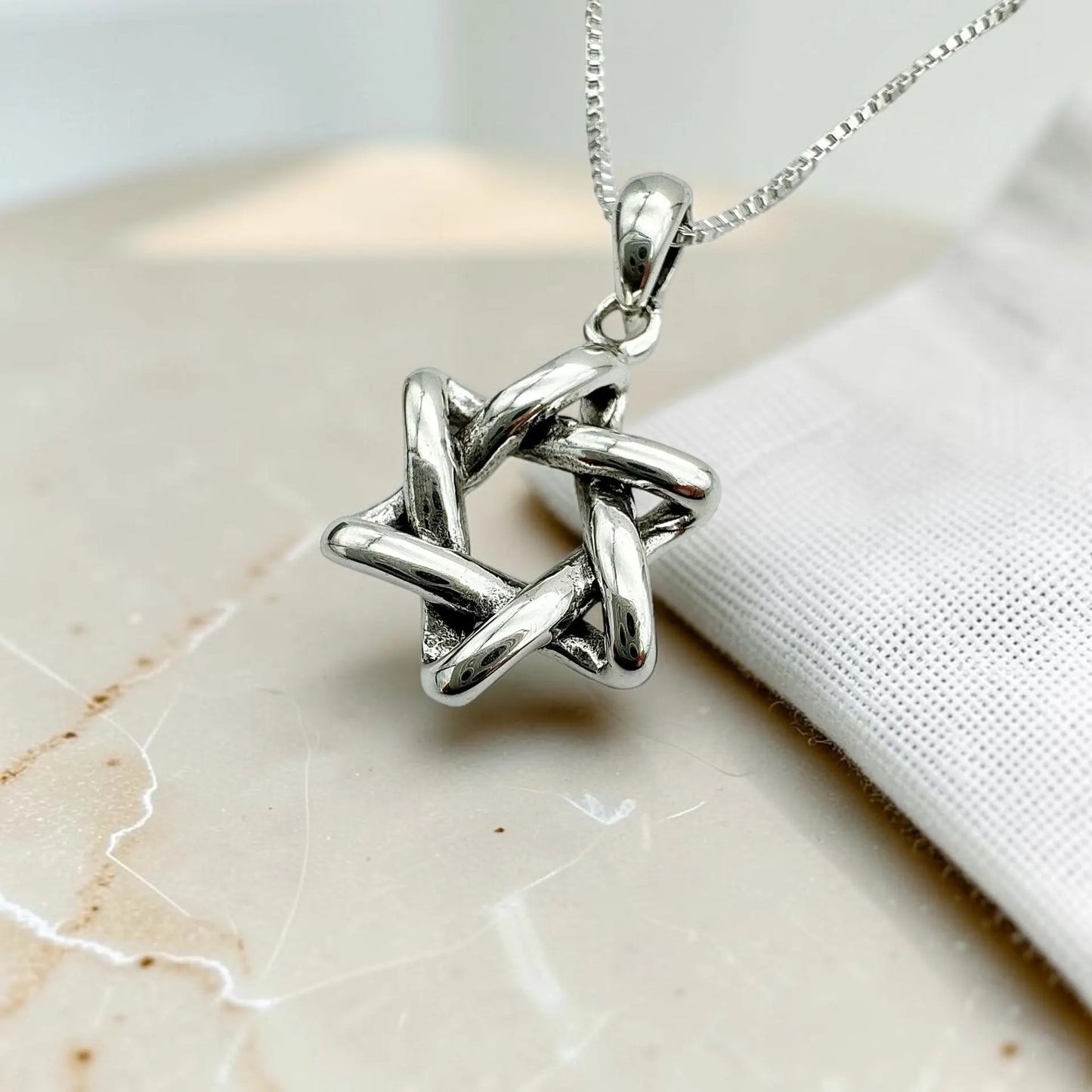 Silver Star of David Necklace