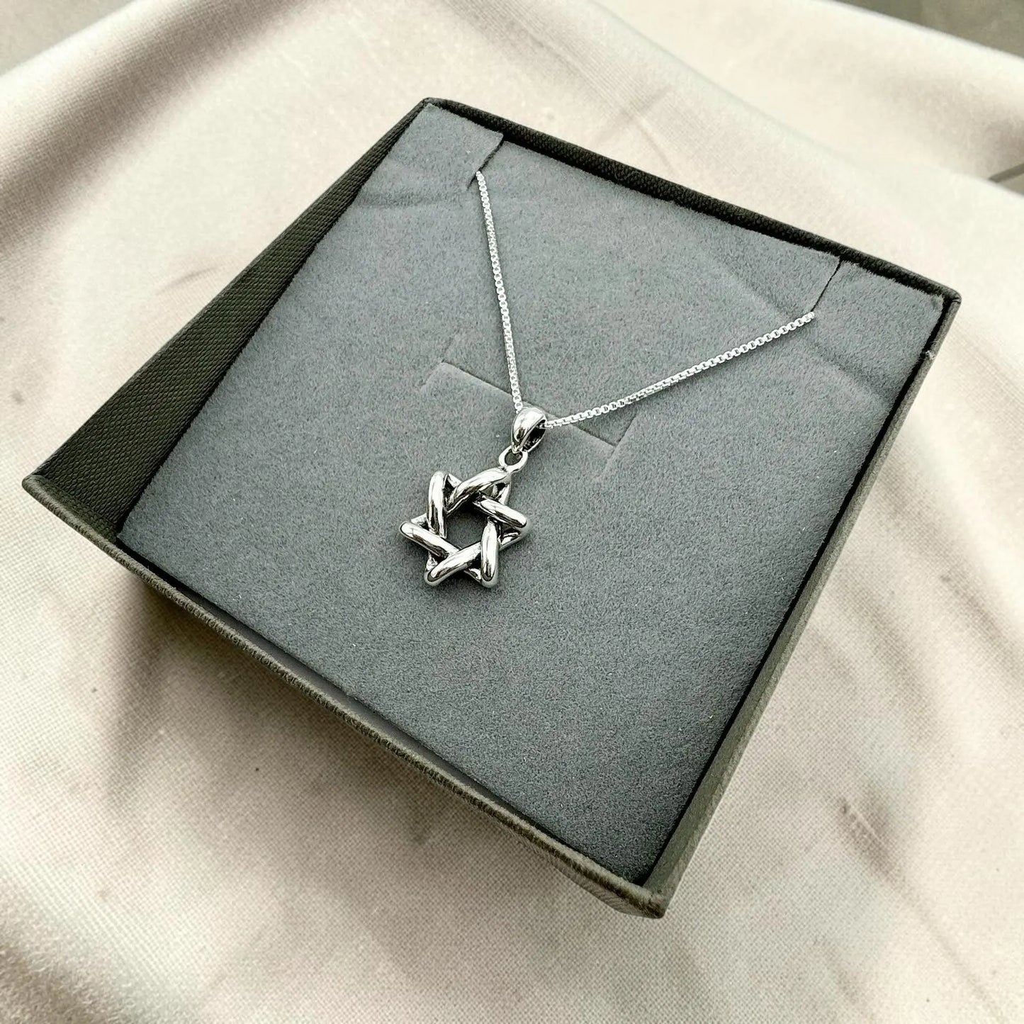 Silver Star of David Necklace
