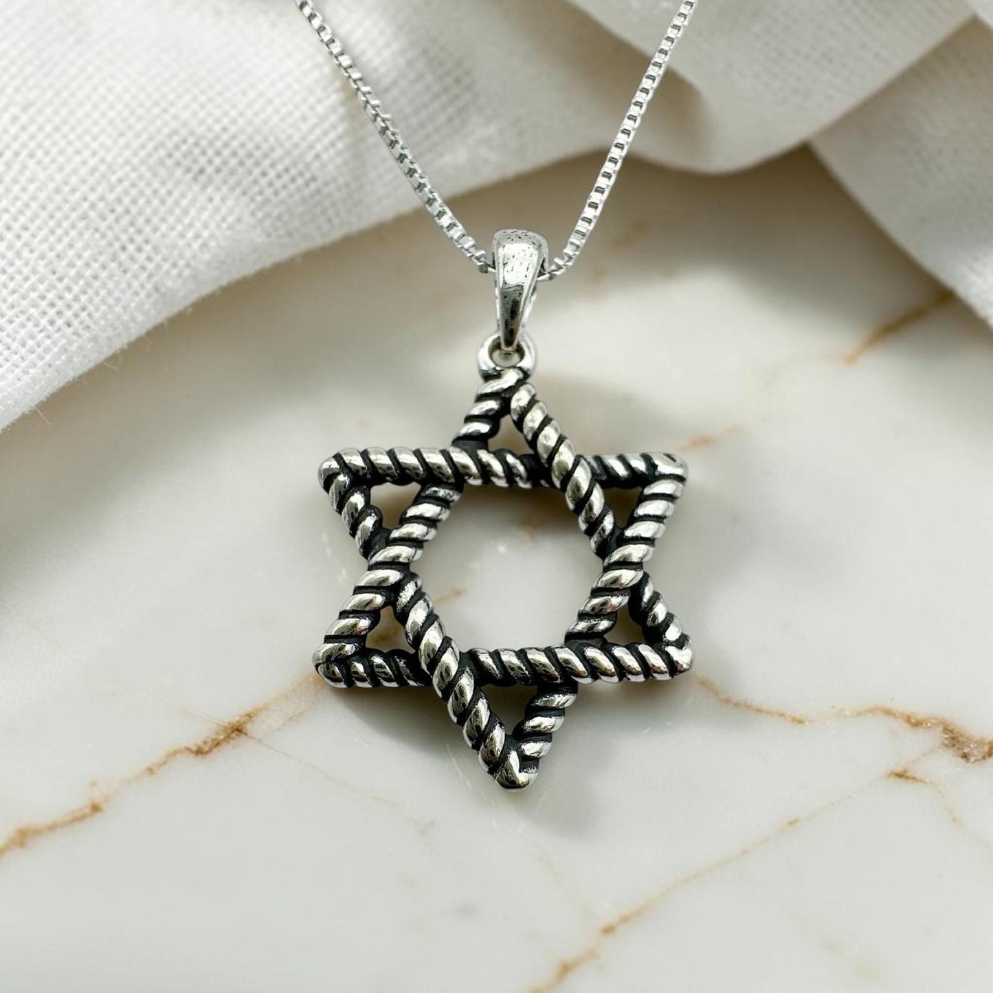 Silver Star of David Necklace