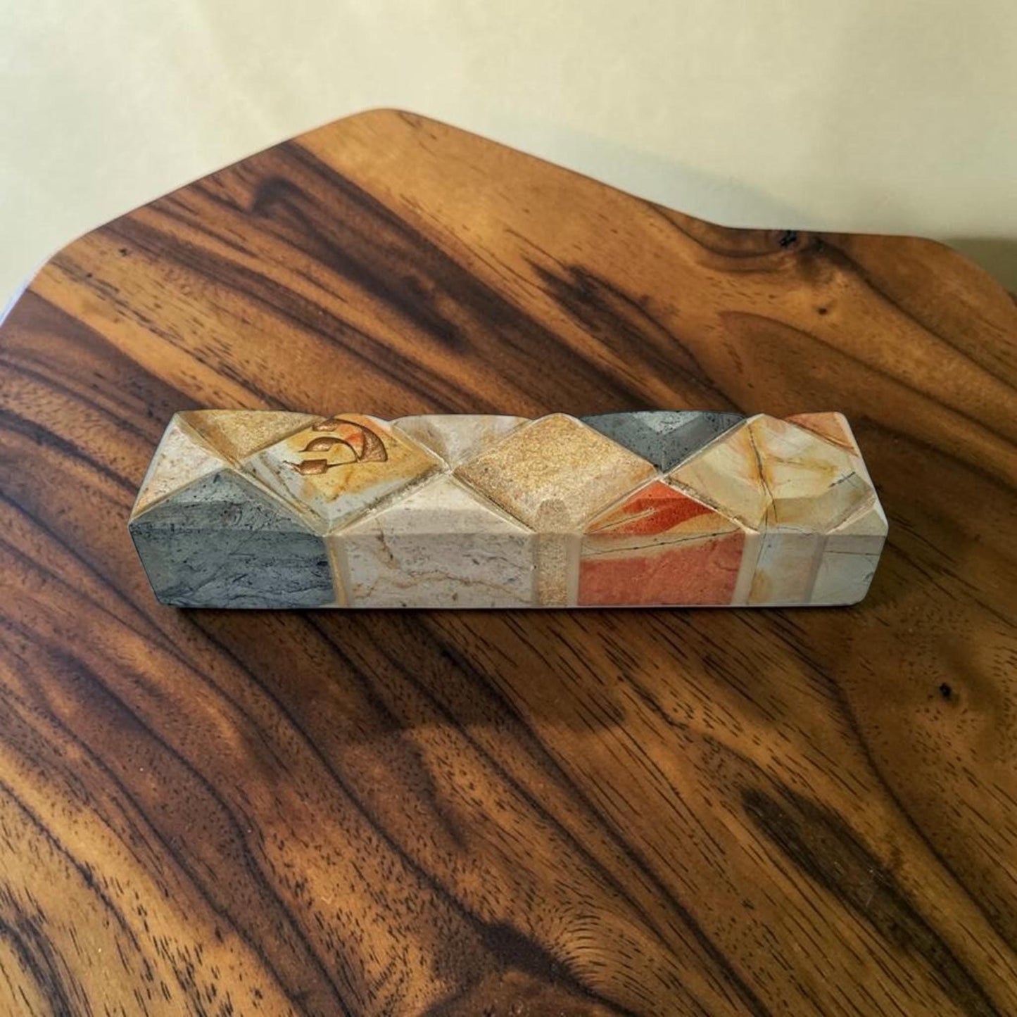 Colorful Jerusalem Stone Mezuzah Case