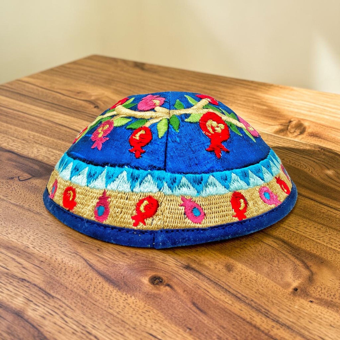 Colorful 17cm Pomegranate Embroidered Kippah