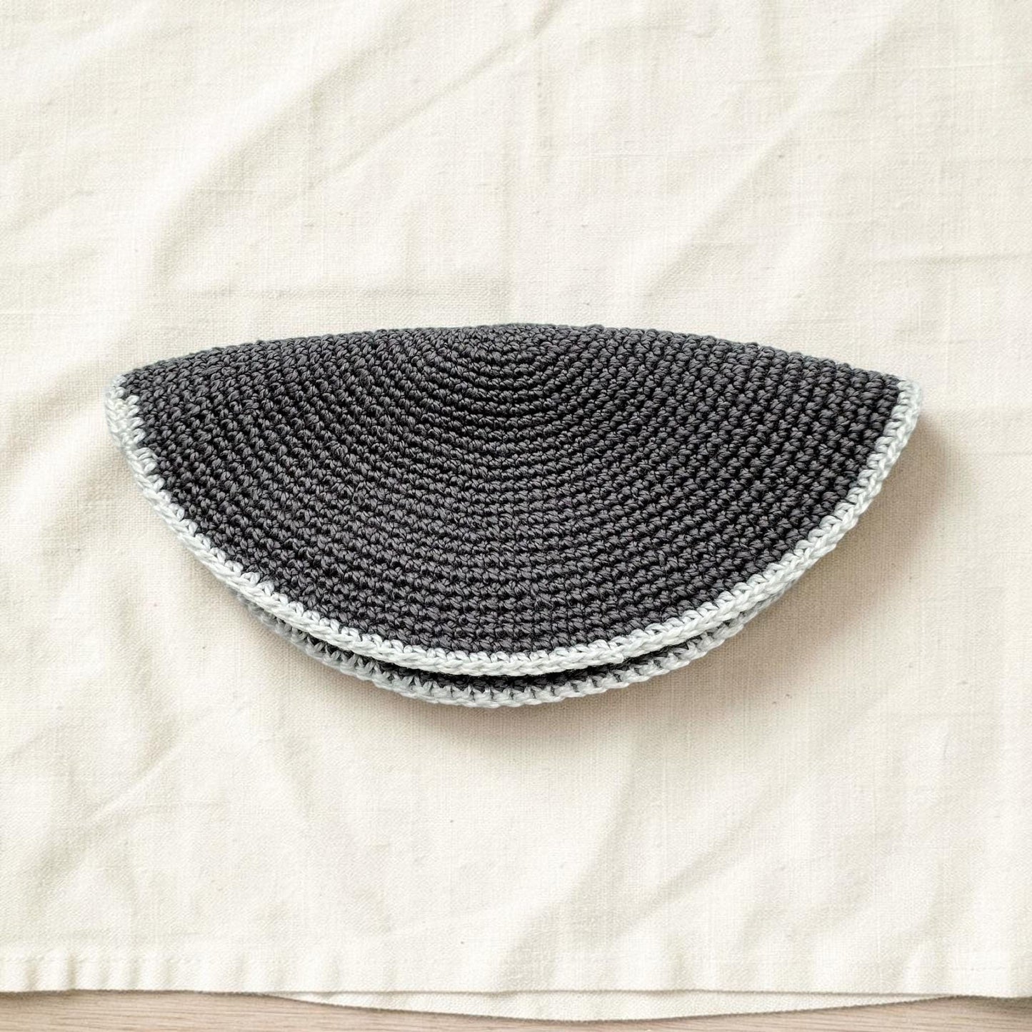 Gray, Green, & Blue 13cm Handmade Cotton Knitted Kippah