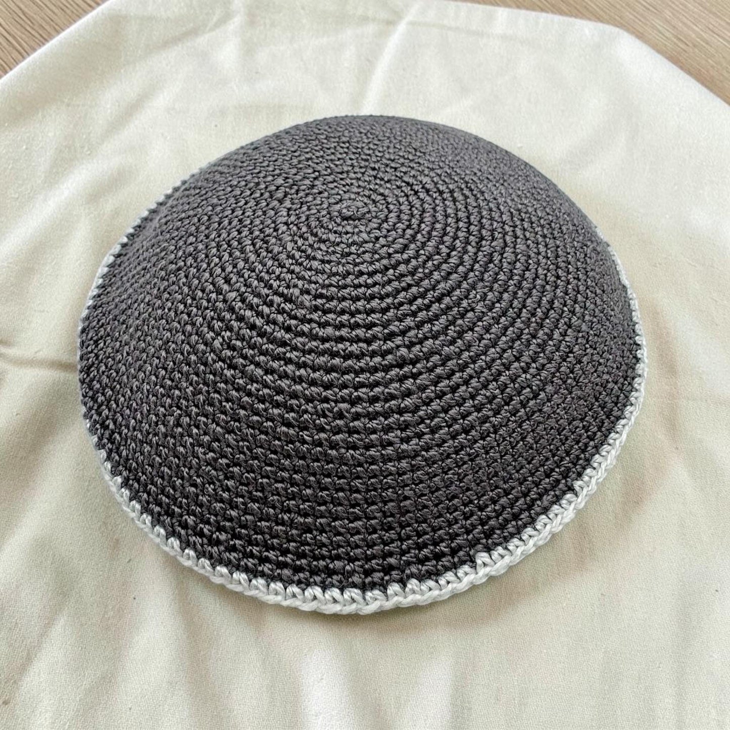 Gray, Green, & Blue 13cm Handmade Cotton Knitted Kippah