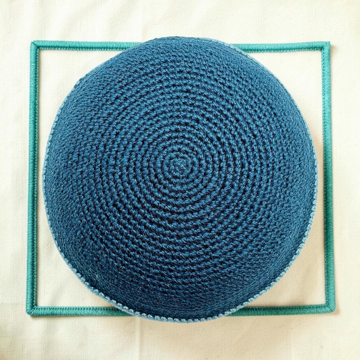 Handmade Cotton Kippah | Blue/Light Blue/Green/Gray Jewish Yarmulke
