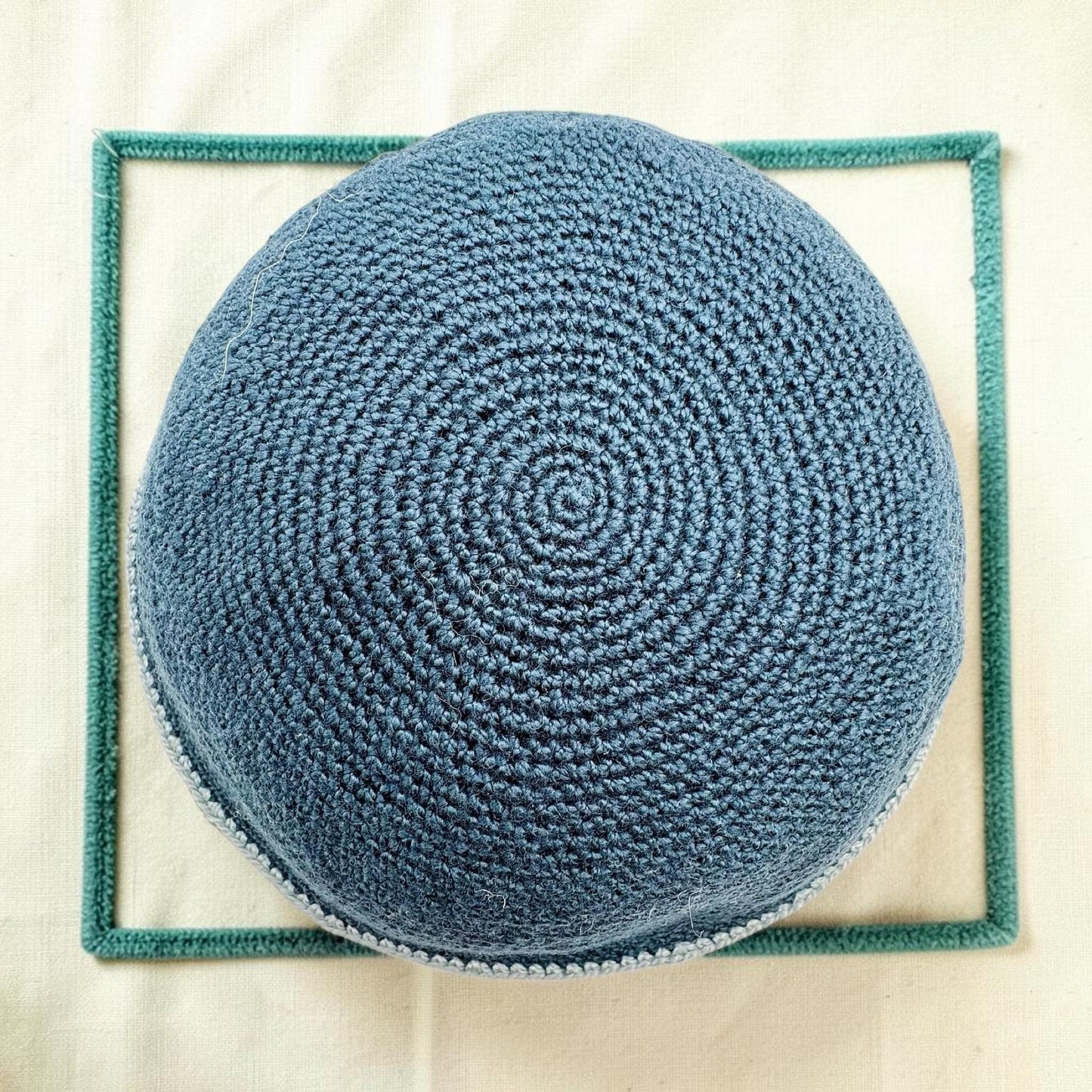 Handmade Cotton Kippah | Blue/Light Blue/Green/Gray Jewish Yarmulke