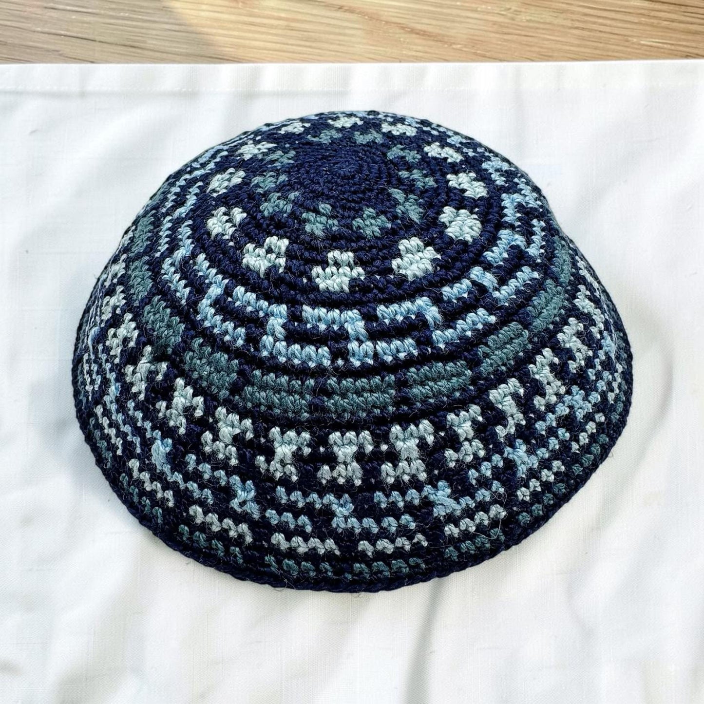 Dark Blue 15cm Handmade Cotton Knitted Kippah
