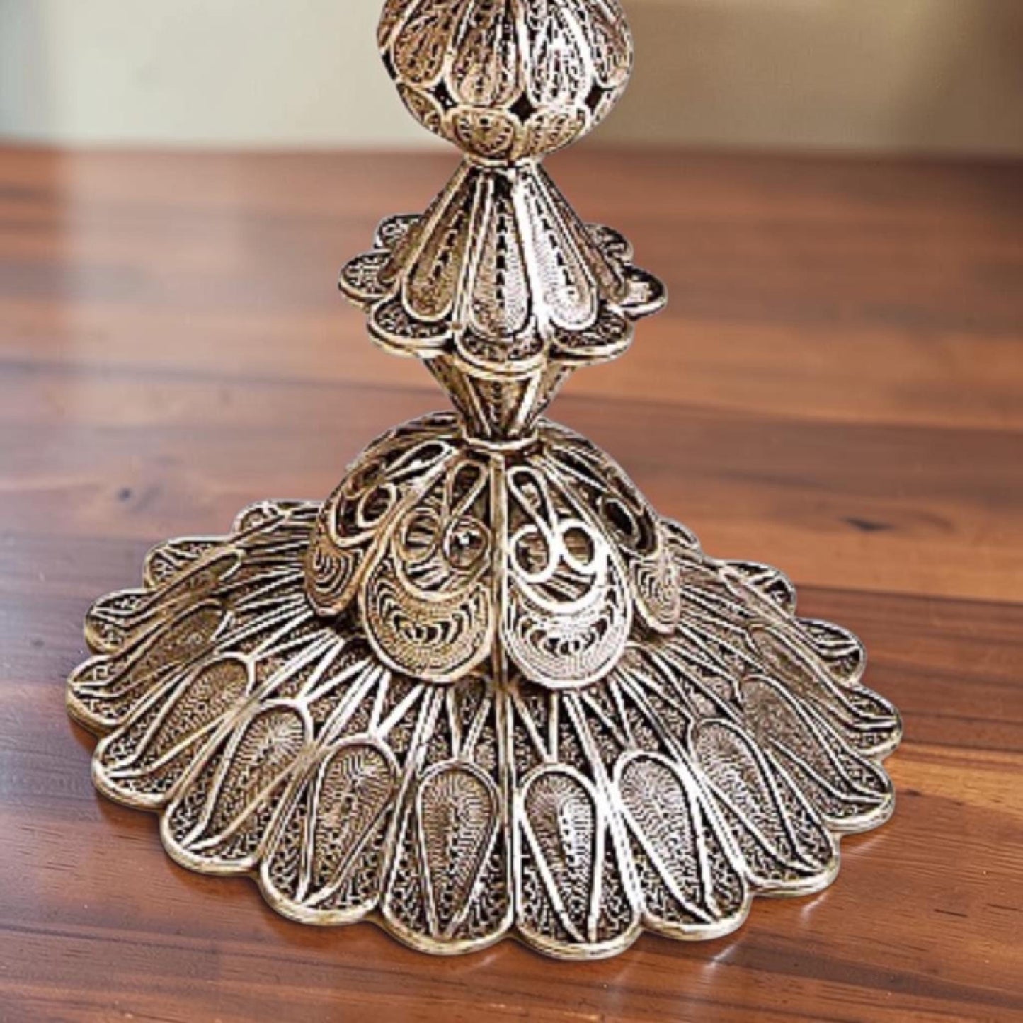 Sterling Silver Yemenite Filigree Shabbat Candle Holders
